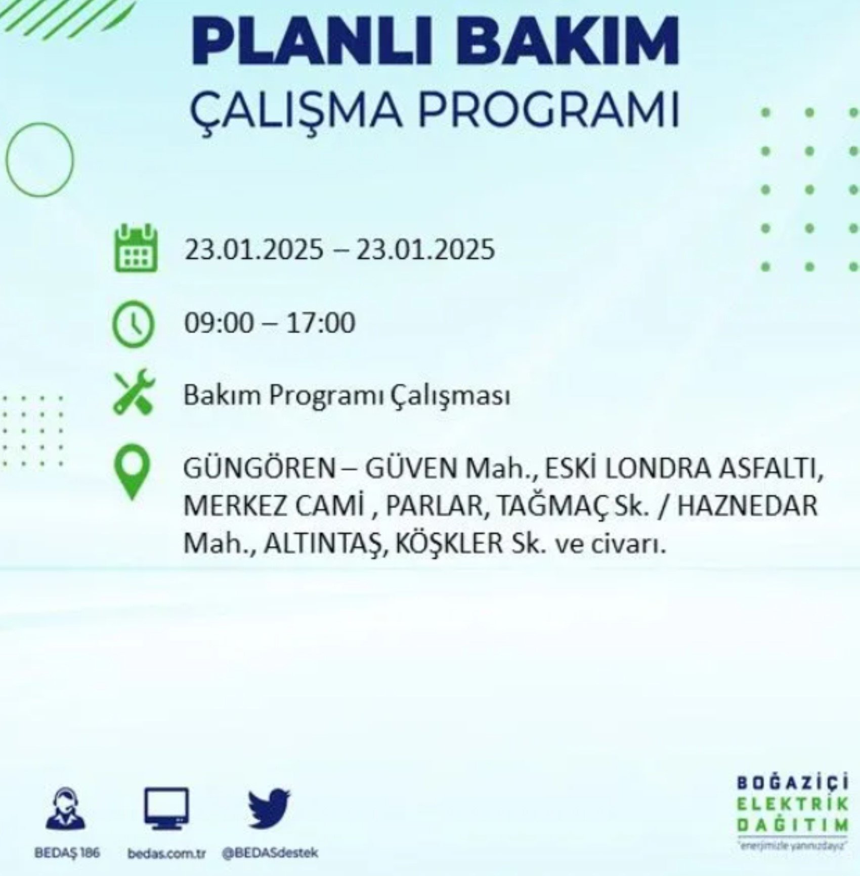 BEDAŞ açıkladı... İstanbul'da elektrik kesintisi: 23 Ocak'ta hangi mahalleler etkilenecek?