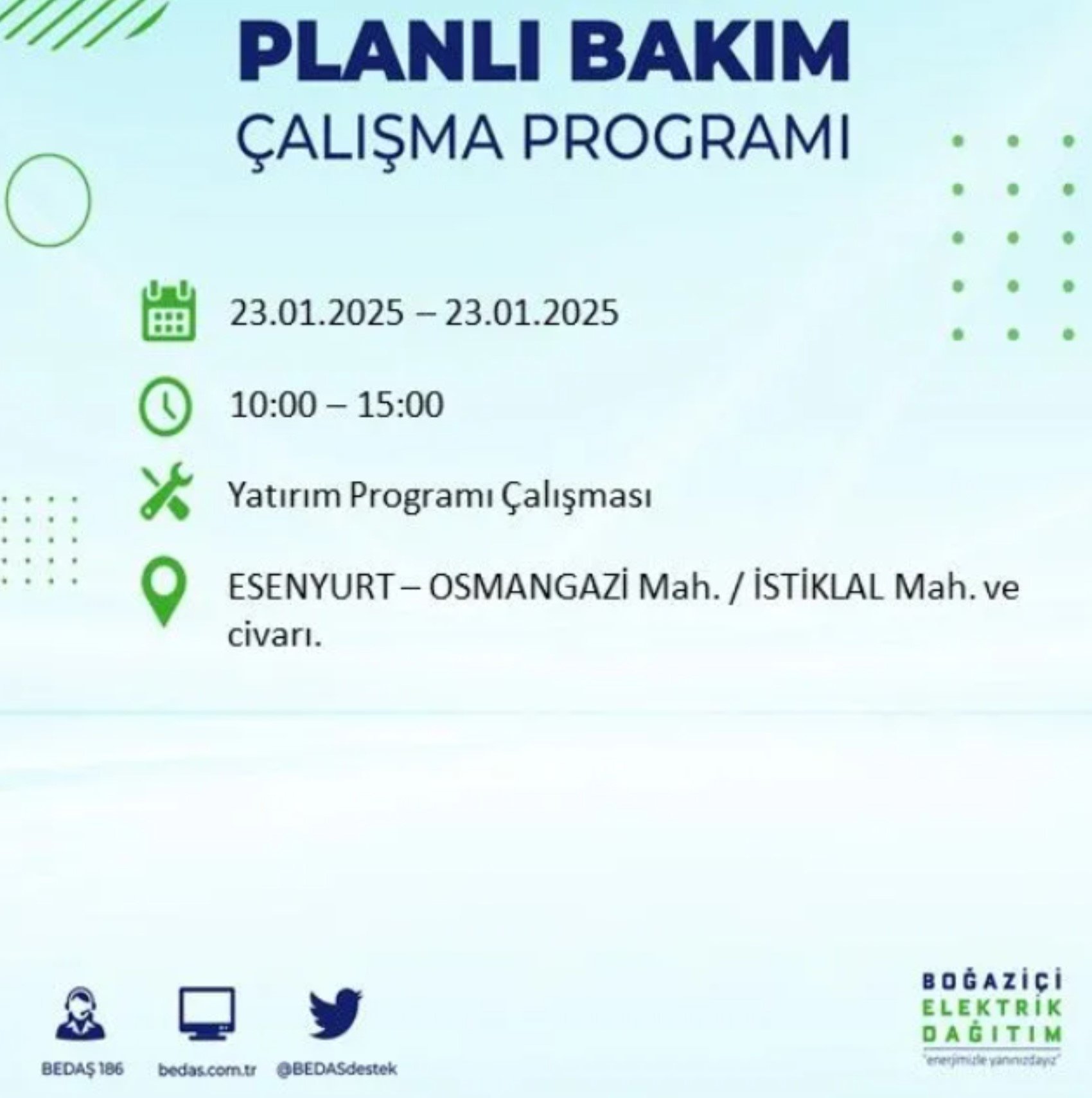 BEDAŞ açıkladı... İstanbul'da elektrik kesintisi: 23 Ocak'ta hangi mahalleler etkilenecek?