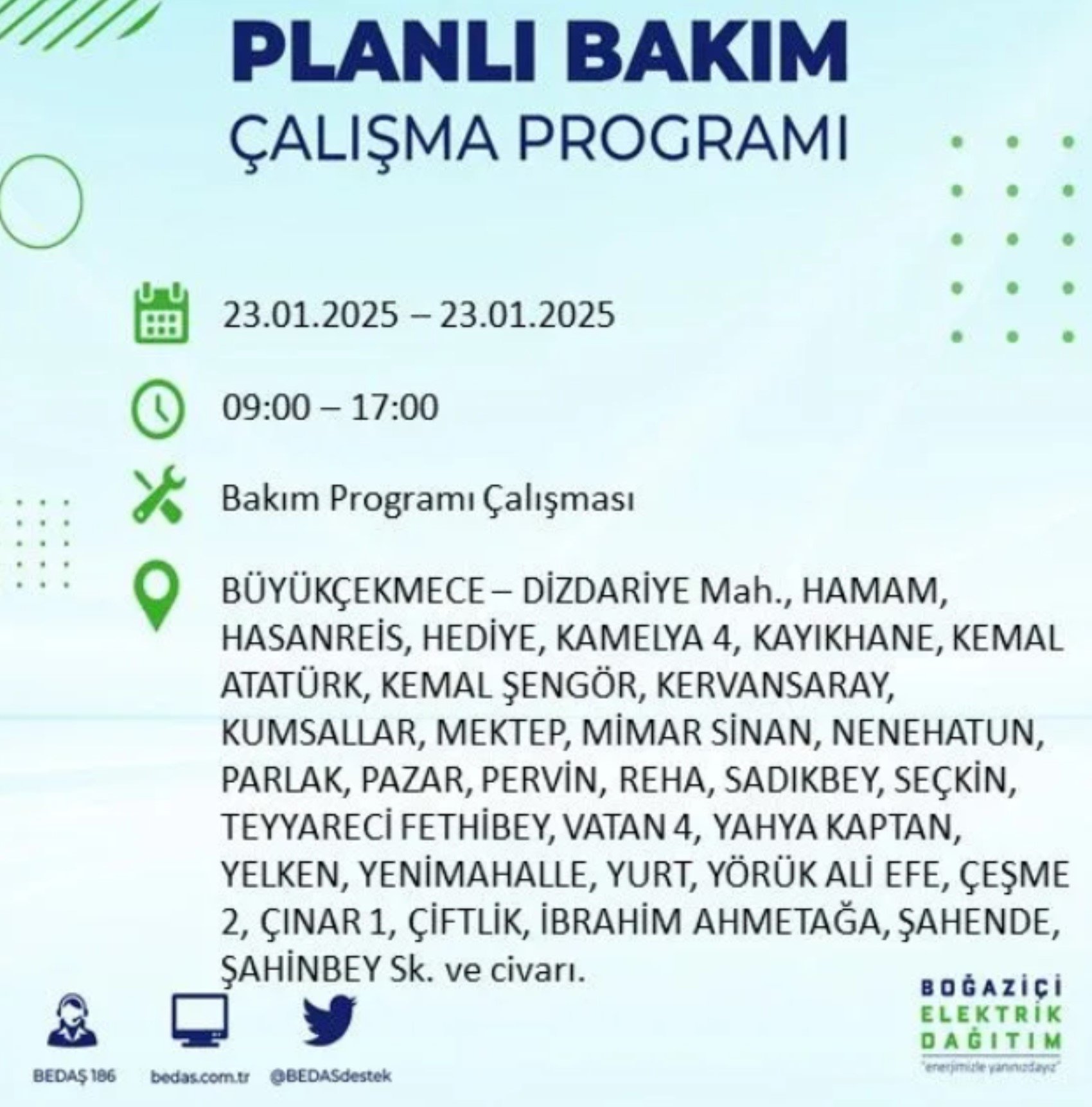 BEDAŞ açıkladı... İstanbul'da elektrik kesintisi: 23 Ocak'ta hangi mahalleler etkilenecek?