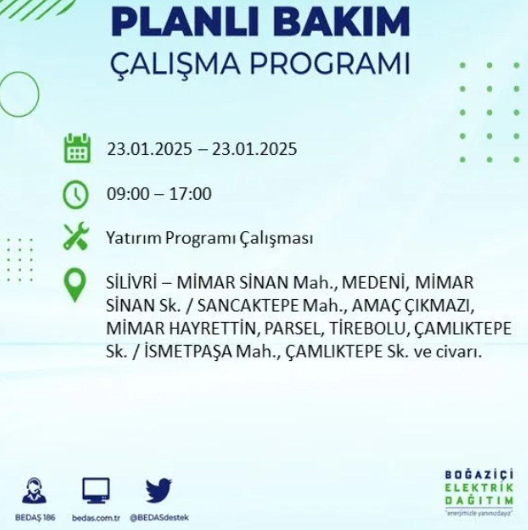 BEDAŞ açıkladı... İstanbul'da elektrik kesintisi: 23 Ocak'ta hangi mahalleler etkilenecek?