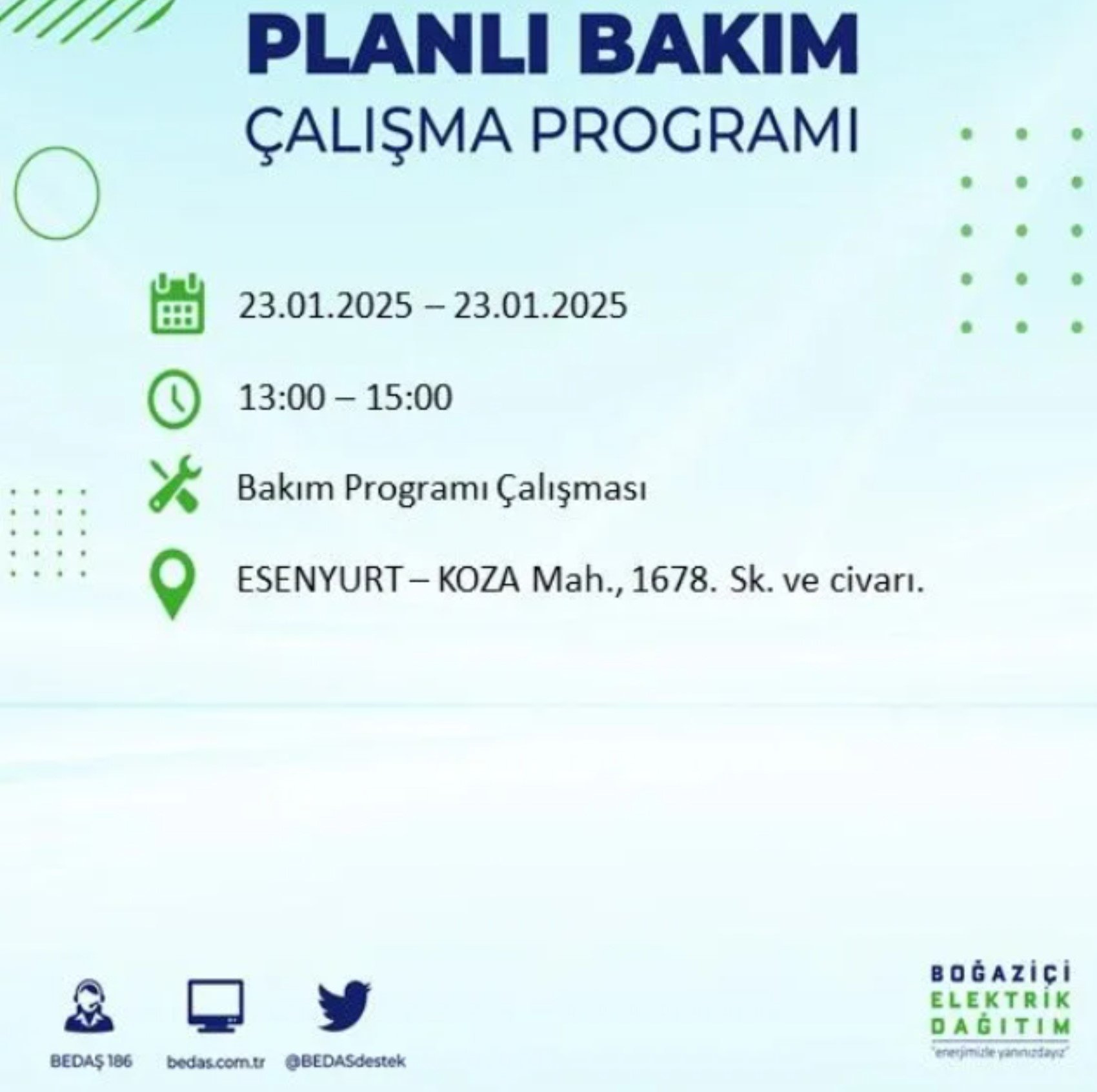 BEDAŞ açıkladı... İstanbul'da elektrik kesintisi: 23 Ocak'ta hangi mahalleler etkilenecek?