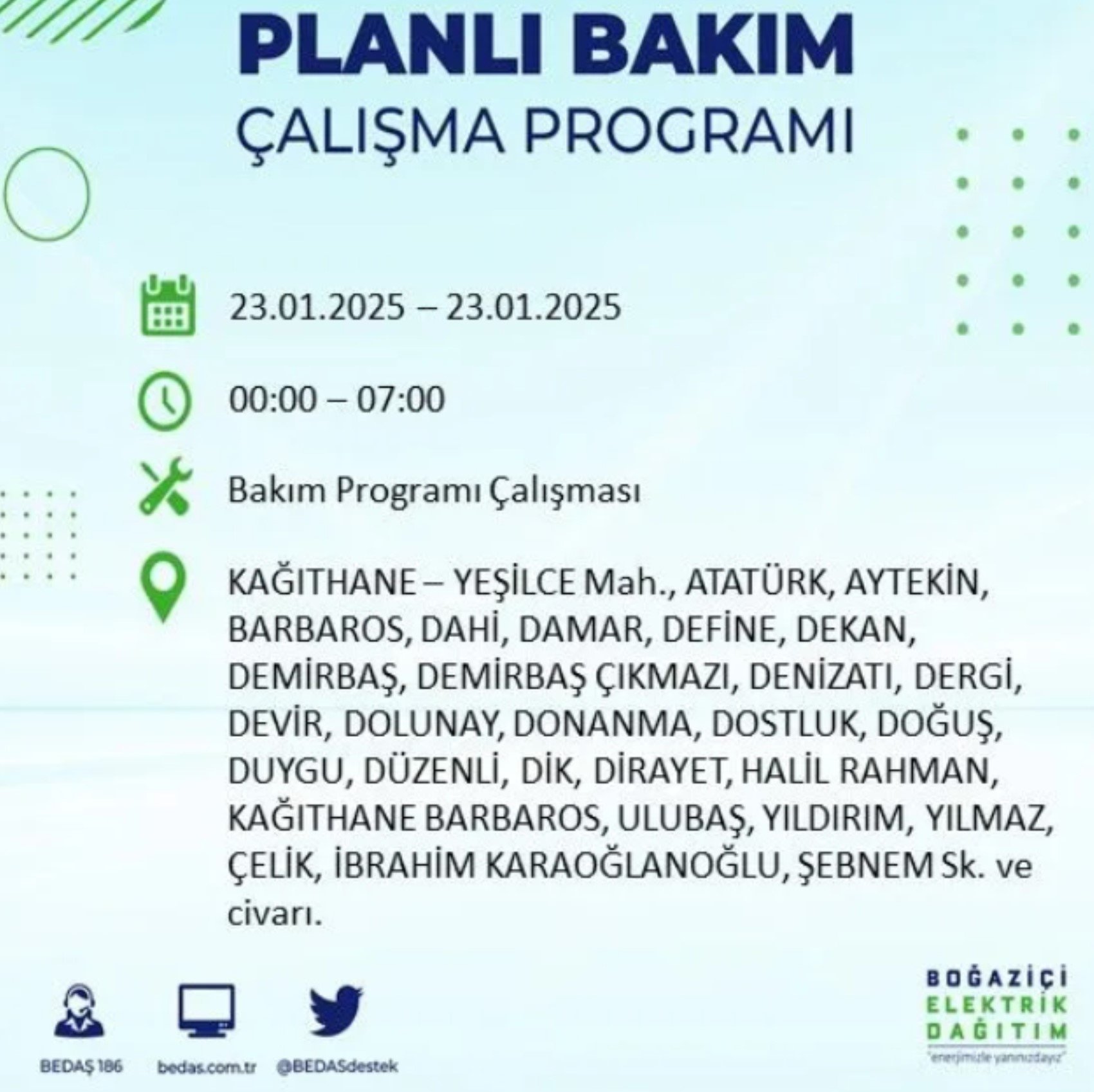 BEDAŞ açıkladı... İstanbul'da elektrik kesintisi: 23 Ocak'ta hangi mahalleler etkilenecek?