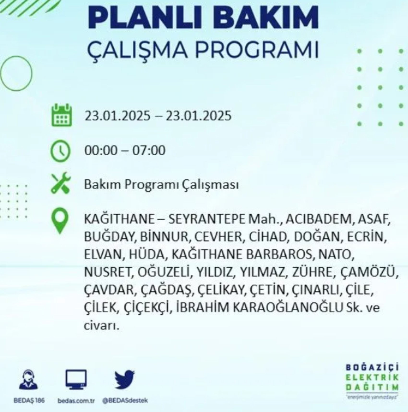 BEDAŞ açıkladı... İstanbul'da elektrik kesintisi: 23 Ocak'ta hangi mahalleler etkilenecek?