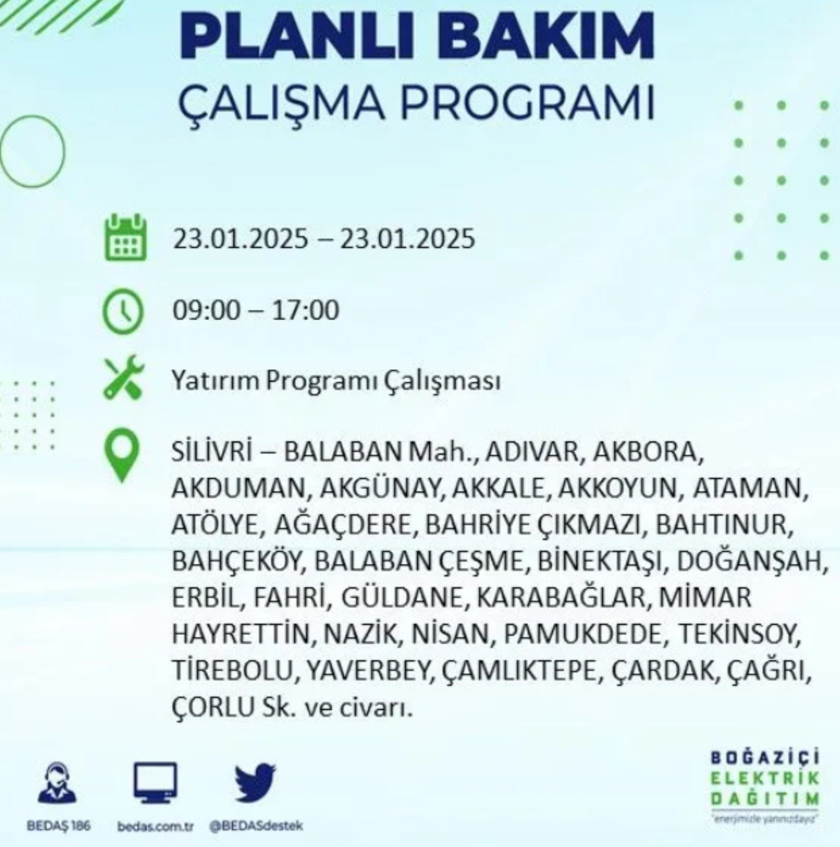 BEDAŞ açıkladı... İstanbul'da elektrik kesintisi: 23 Ocak'ta hangi mahalleler etkilenecek?