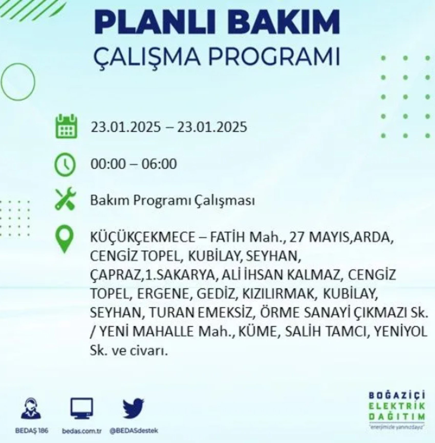 BEDAŞ açıkladı... İstanbul'da elektrik kesintisi: 23 Ocak'ta hangi mahalleler etkilenecek?