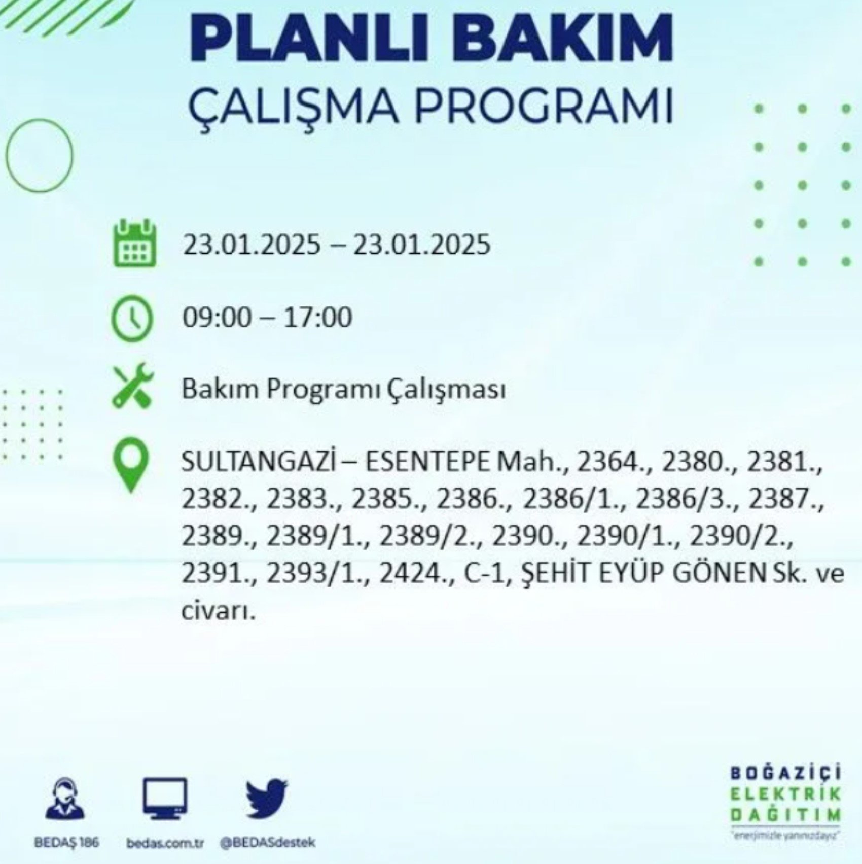 BEDAŞ açıkladı... İstanbul'da elektrik kesintisi: 23 Ocak'ta hangi mahalleler etkilenecek?