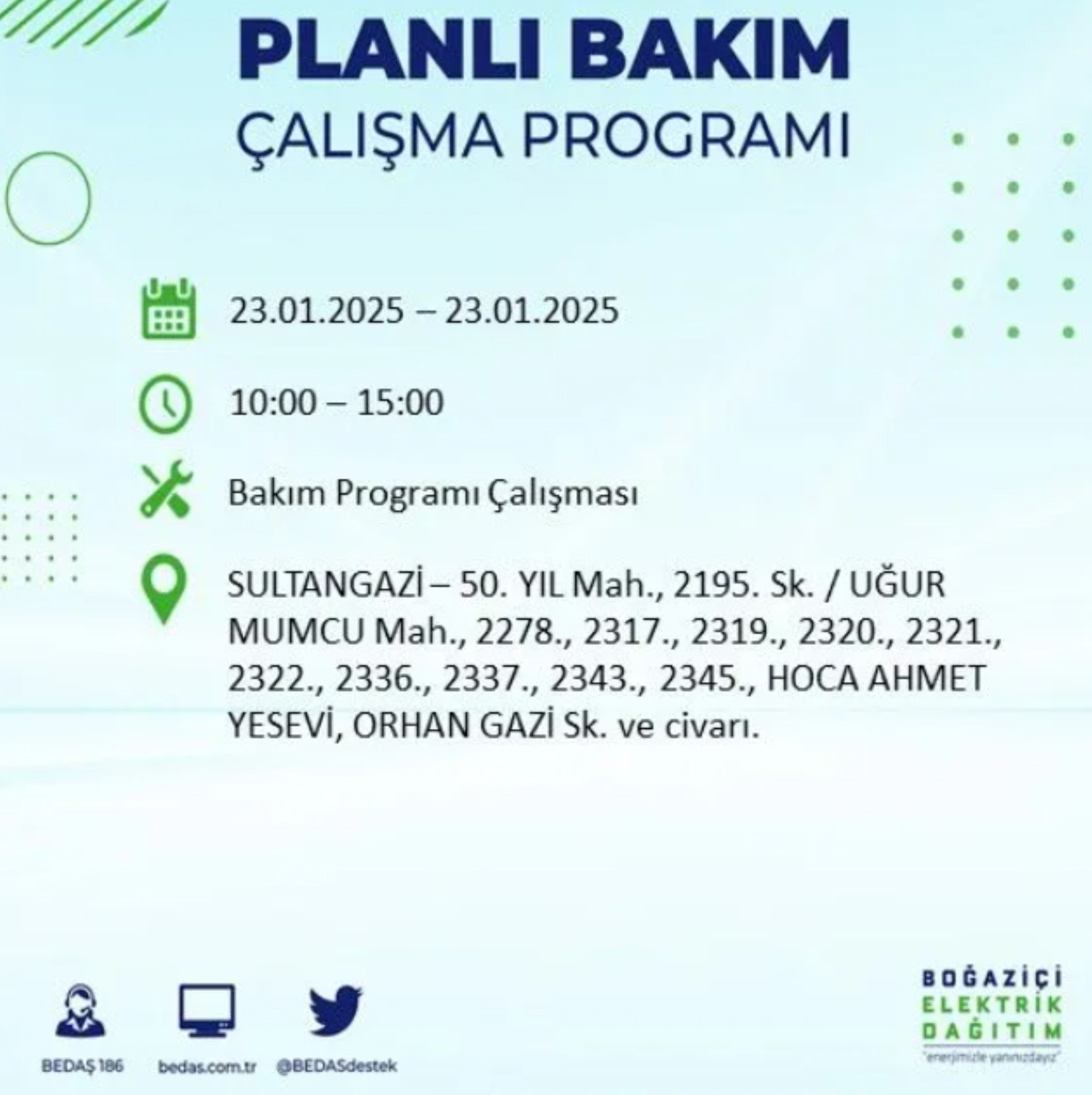 BEDAŞ açıkladı... İstanbul'da elektrik kesintisi: 23 Ocak'ta hangi mahalleler etkilenecek?