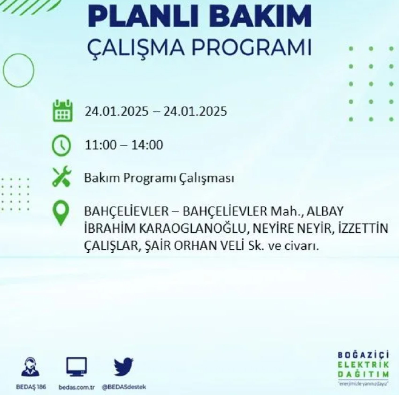 BEDAŞ açıkladı... İstanbul'da elektrik kesintisi: 24 Ocak'ta hangi mahalleler etkilenecek?