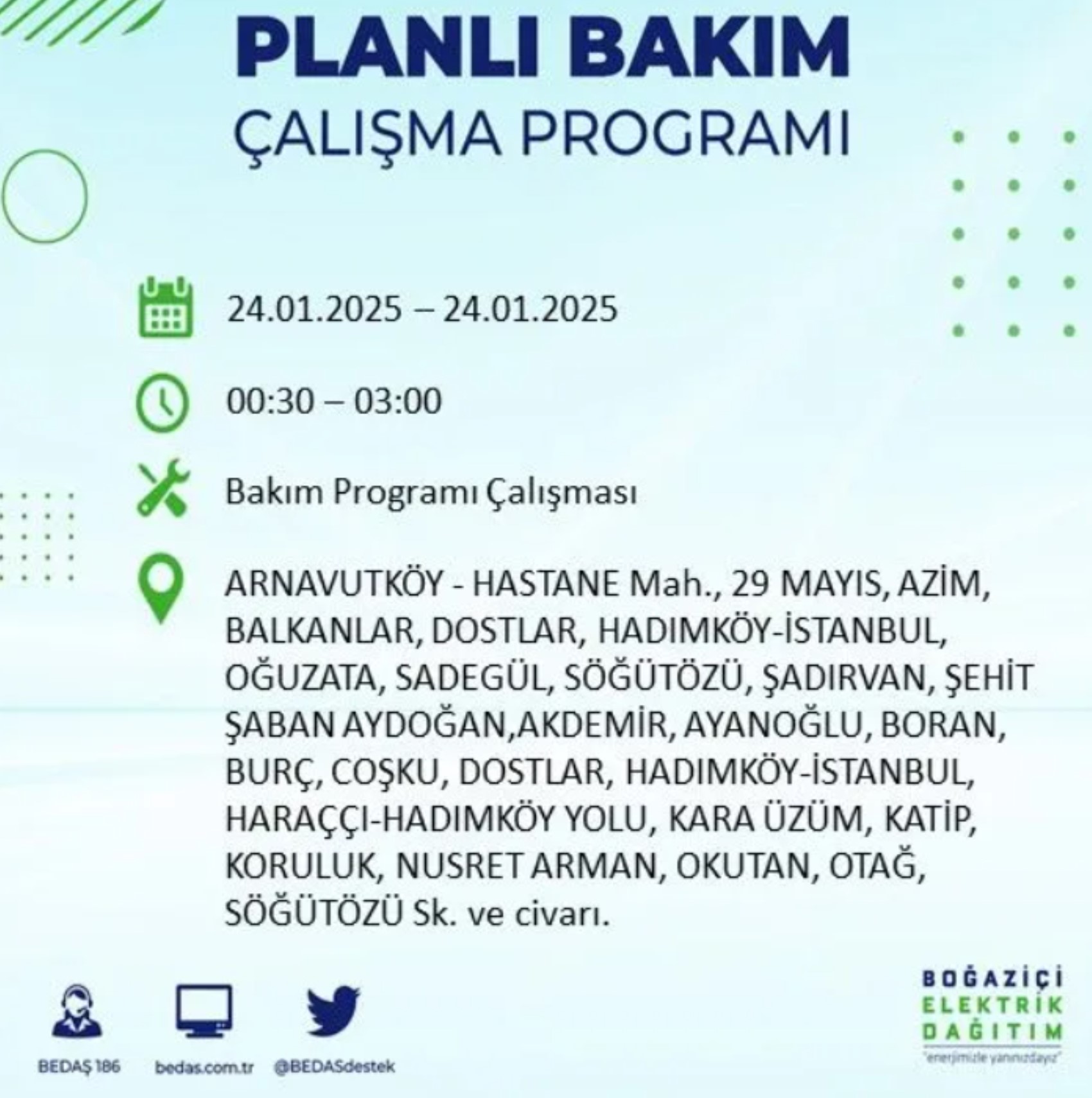 BEDAŞ açıkladı... İstanbul'da elektrik kesintisi: 24 Ocak'ta hangi mahalleler etkilenecek?