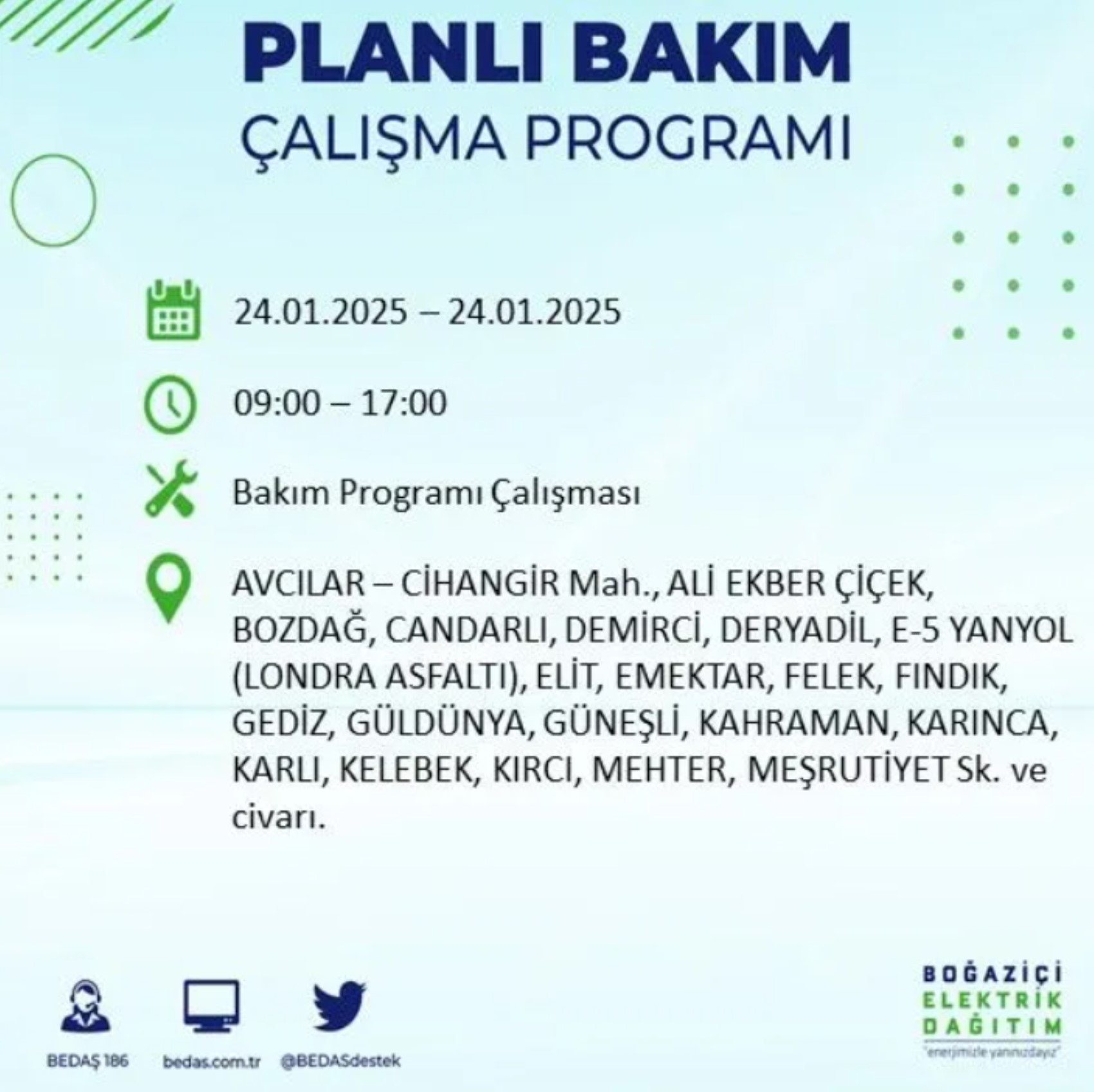 BEDAŞ açıkladı... İstanbul'da elektrik kesintisi: 24 Ocak'ta hangi mahalleler etkilenecek?