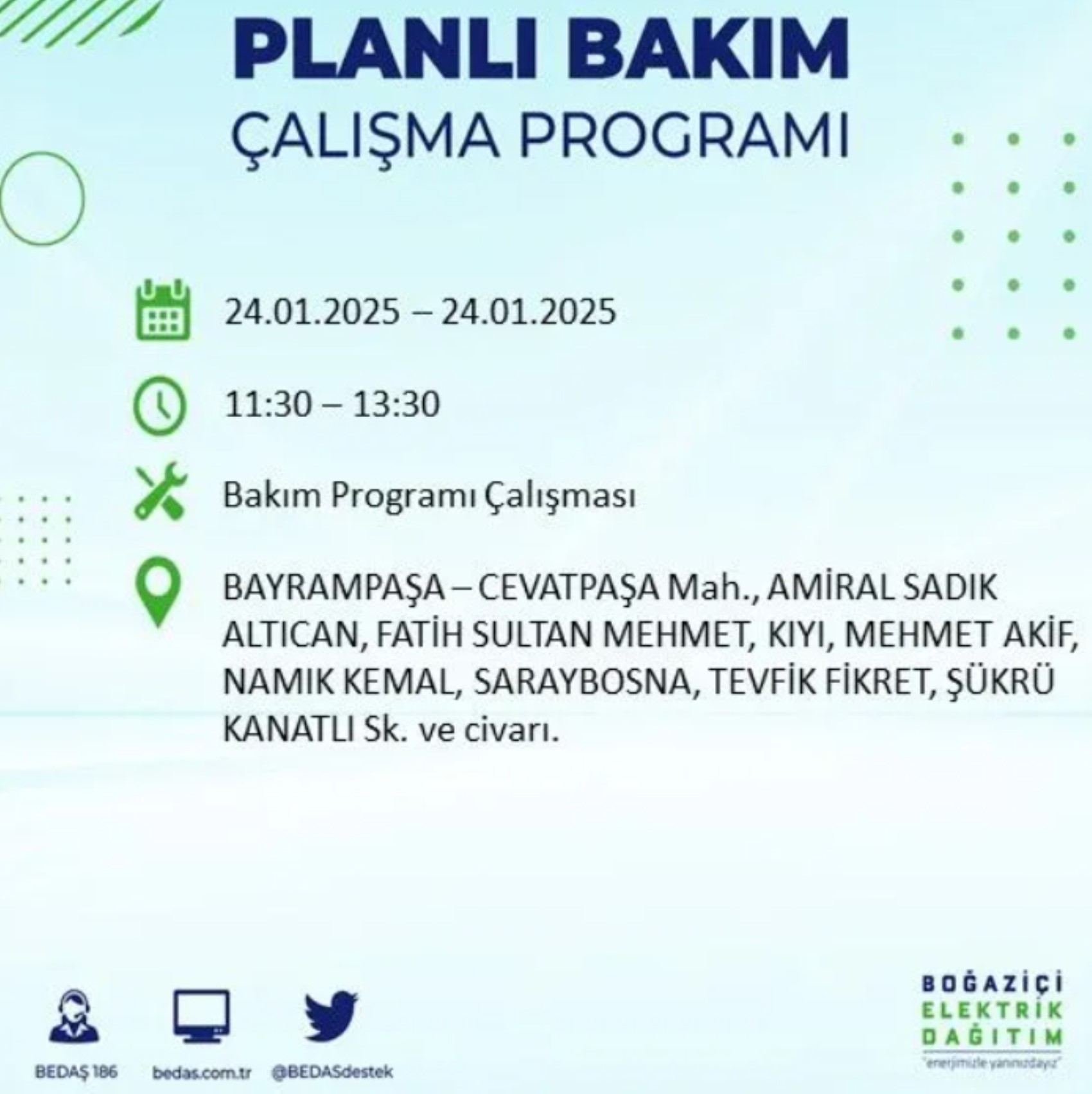 BEDAŞ açıkladı... İstanbul'da elektrik kesintisi: 24 Ocak'ta hangi mahalleler etkilenecek?