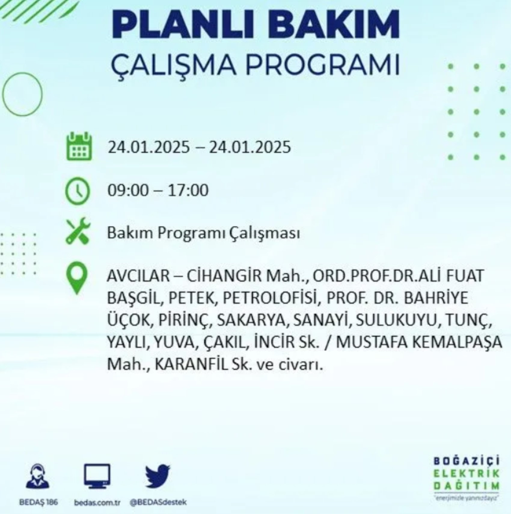 BEDAŞ açıkladı... İstanbul'da elektrik kesintisi: 24 Ocak'ta hangi mahalleler etkilenecek?