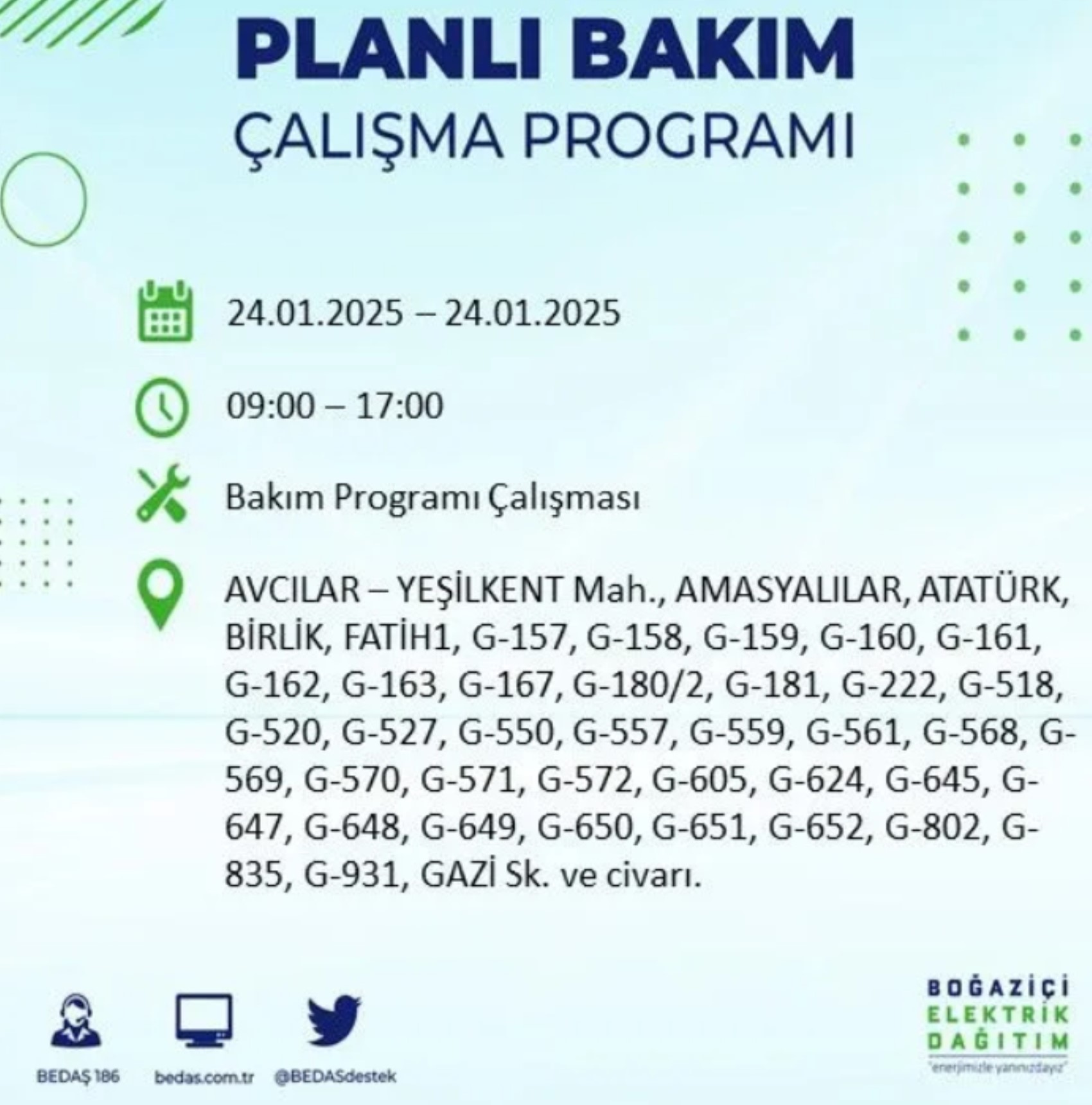 BEDAŞ açıkladı... İstanbul'da elektrik kesintisi: 24 Ocak'ta hangi mahalleler etkilenecek?