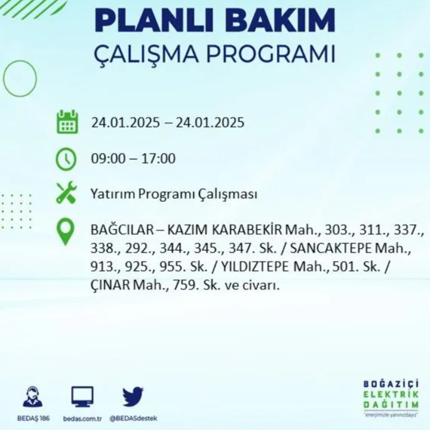 BEDAŞ açıkladı... İstanbul'da elektrik kesintisi: 24 Ocak'ta hangi mahalleler etkilenecek?