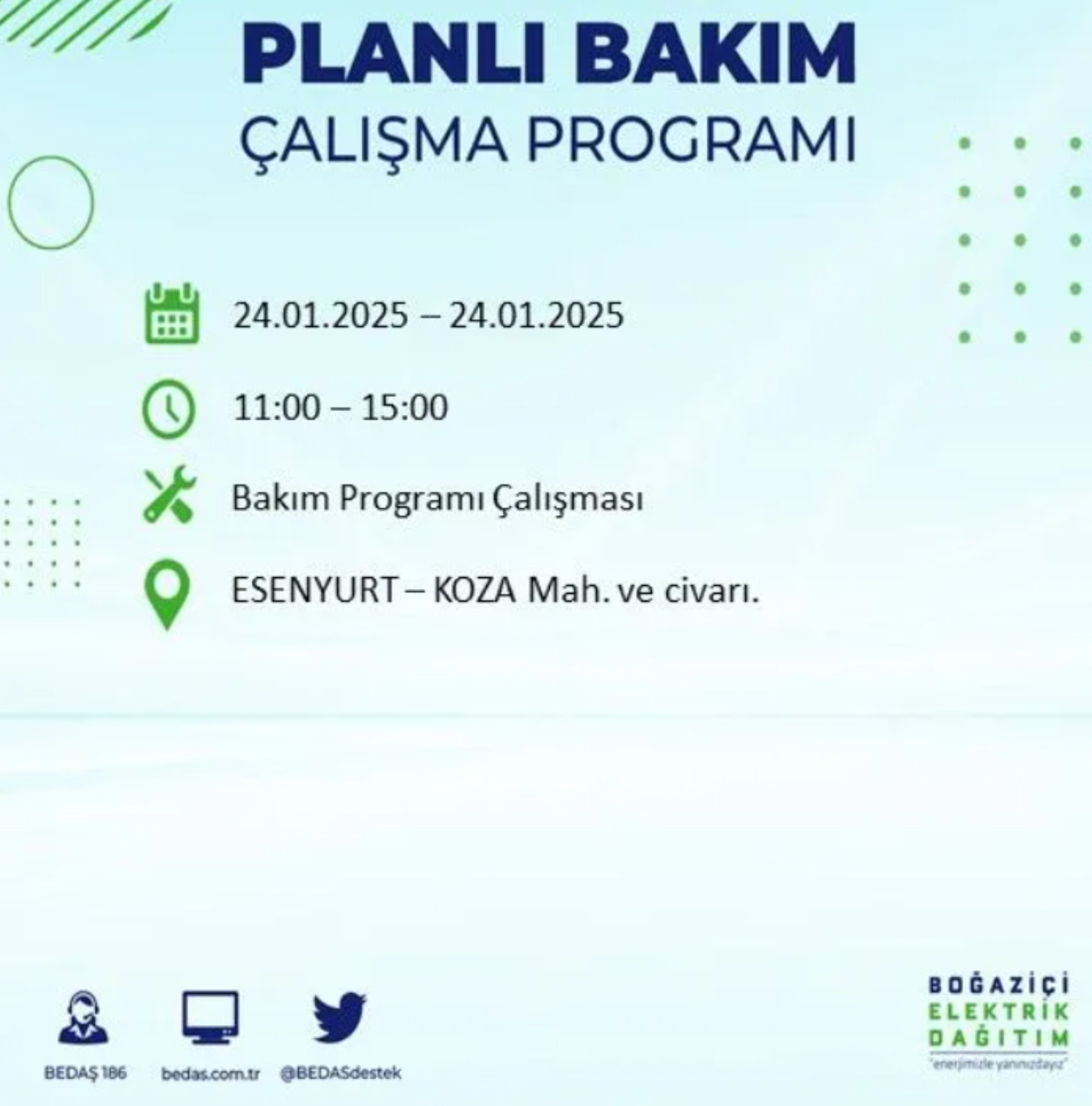 BEDAŞ açıkladı... İstanbul'da elektrik kesintisi: 24 Ocak'ta hangi mahalleler etkilenecek?