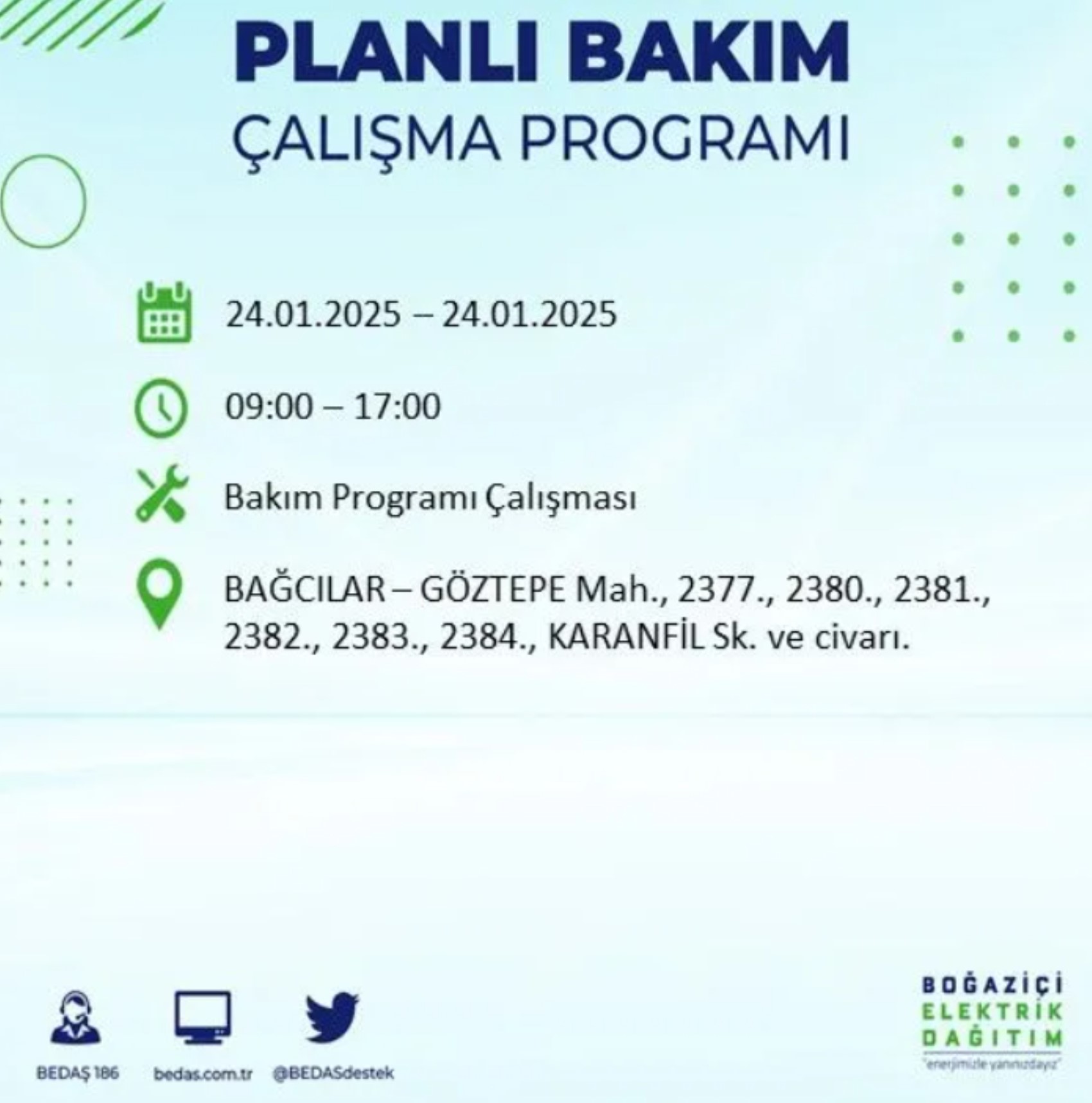 BEDAŞ açıkladı... İstanbul'da elektrik kesintisi: 24 Ocak'ta hangi mahalleler etkilenecek?