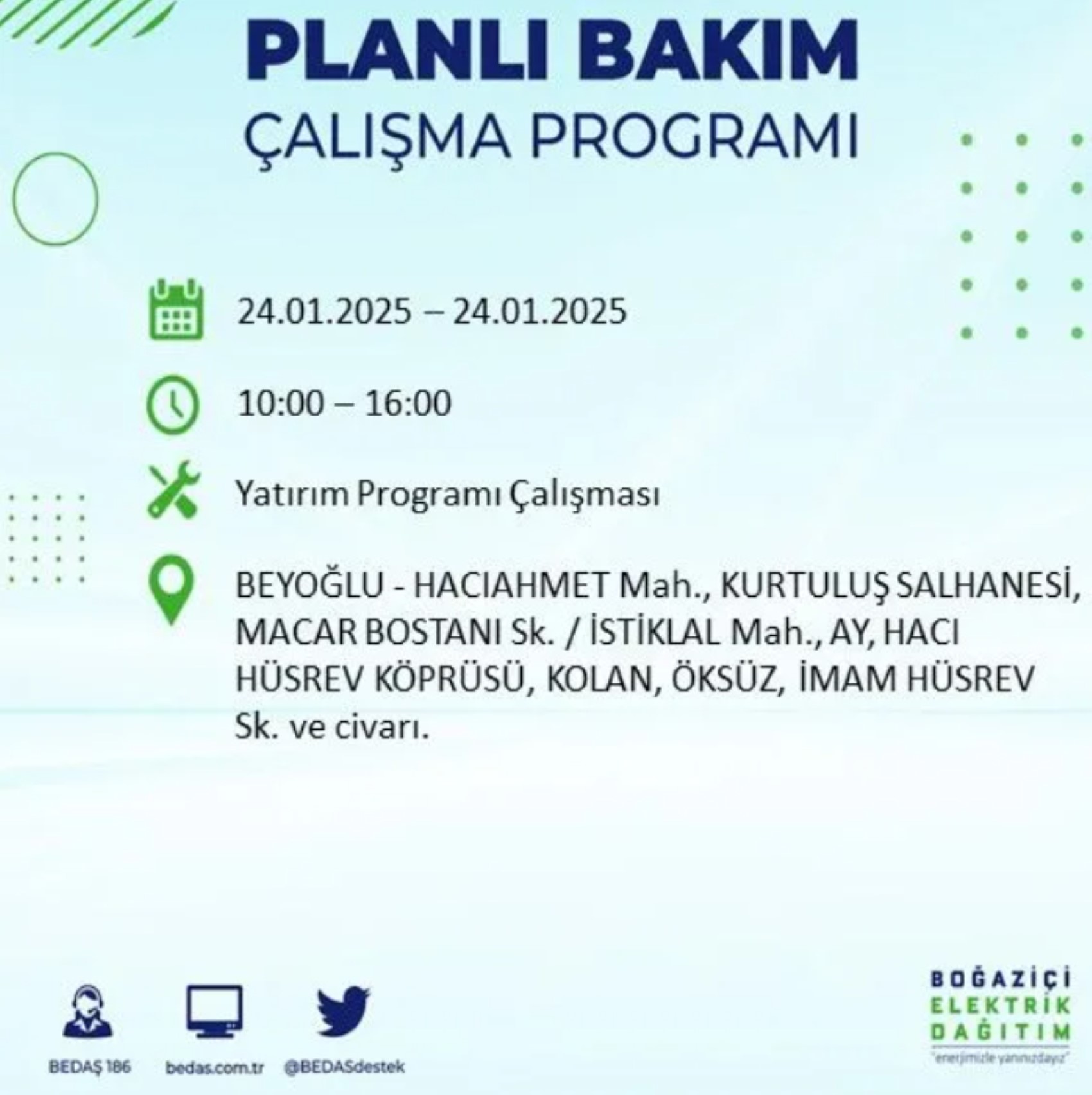 BEDAŞ açıkladı... İstanbul'da elektrik kesintisi: 24 Ocak'ta hangi mahalleler etkilenecek?