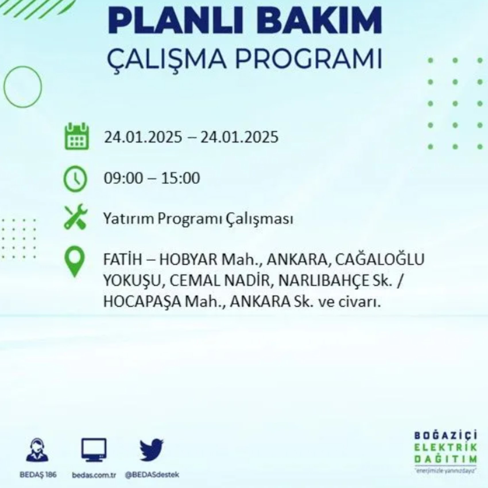 BEDAŞ açıkladı... İstanbul'da elektrik kesintisi: 24 Ocak'ta hangi mahalleler etkilenecek?