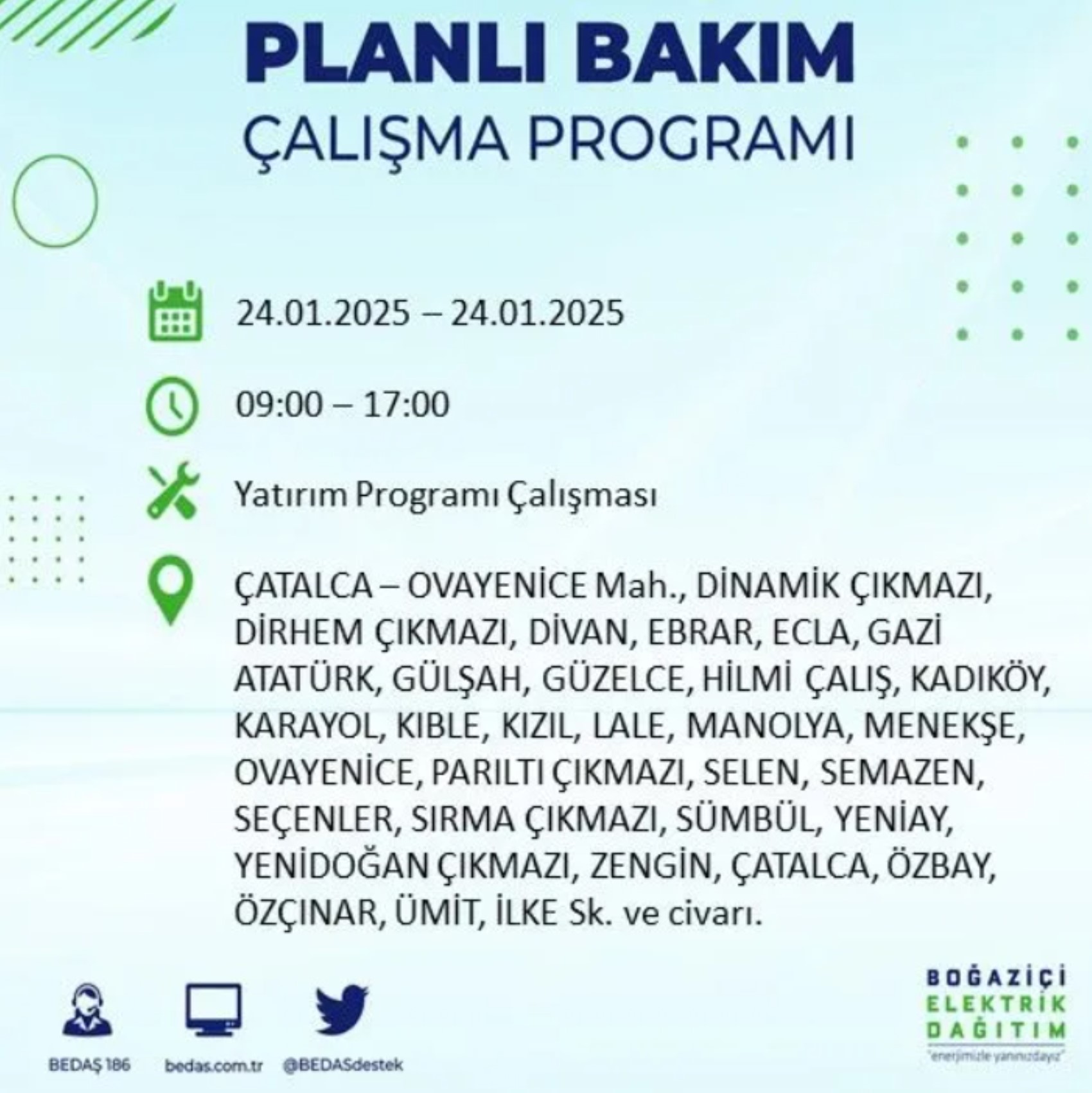 BEDAŞ açıkladı... İstanbul'da elektrik kesintisi: 24 Ocak'ta hangi mahalleler etkilenecek?