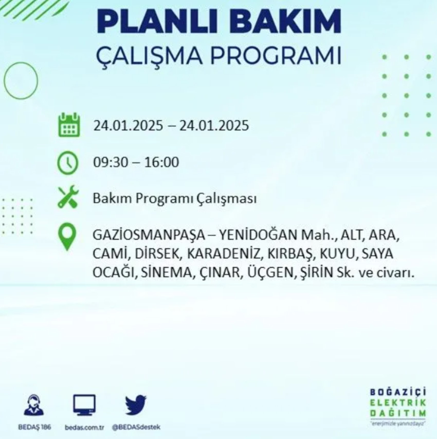 BEDAŞ açıkladı... İstanbul'da elektrik kesintisi: 24 Ocak'ta hangi mahalleler etkilenecek?