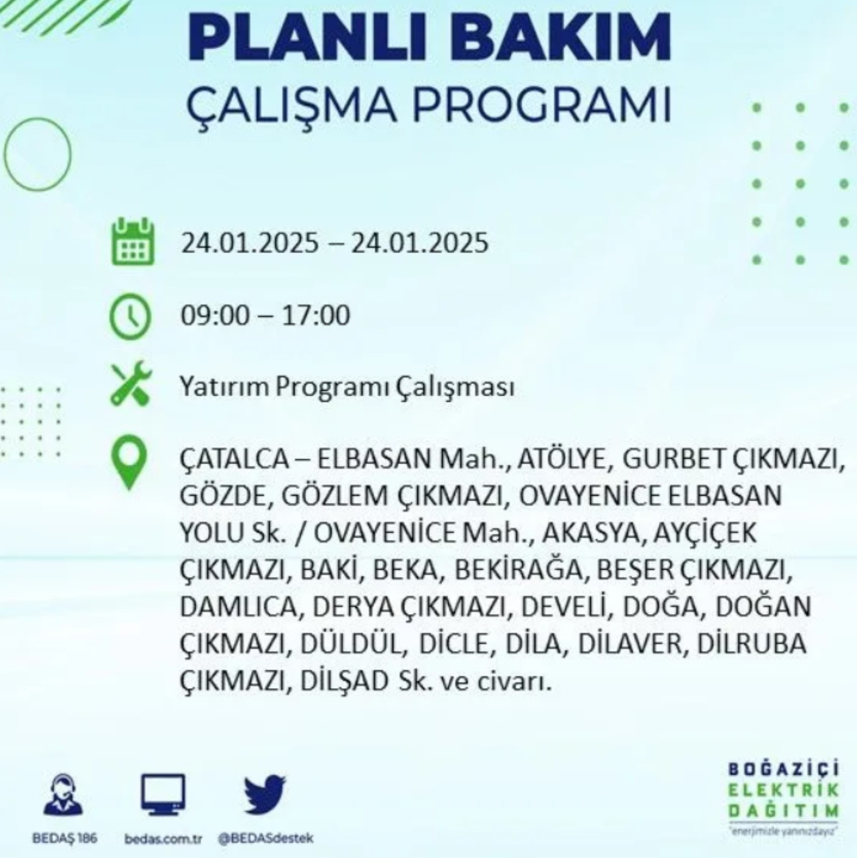 BEDAŞ açıkladı... İstanbul'da elektrik kesintisi: 24 Ocak'ta hangi mahalleler etkilenecek?