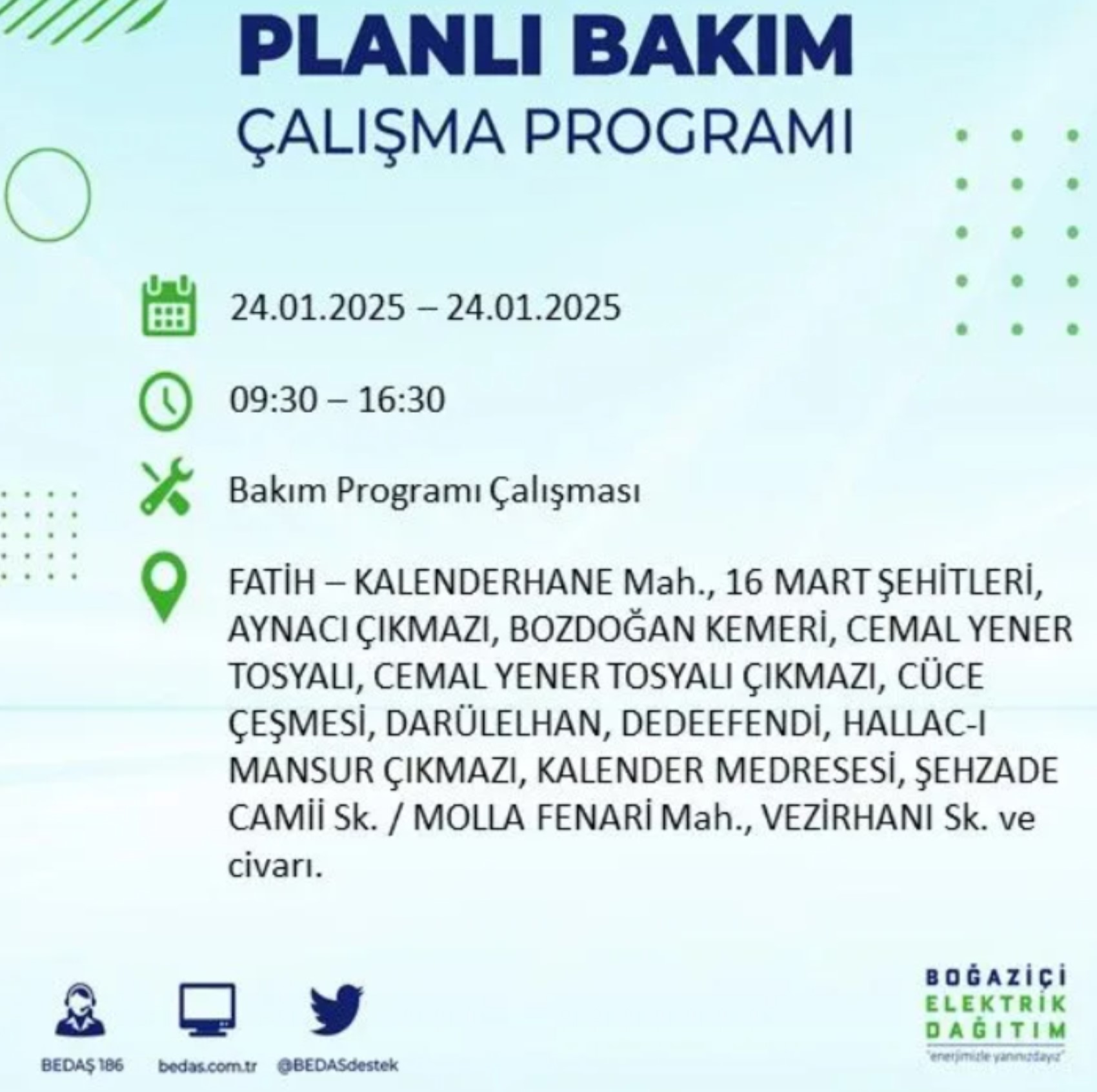 BEDAŞ açıkladı... İstanbul'da elektrik kesintisi: 24 Ocak'ta hangi mahalleler etkilenecek?