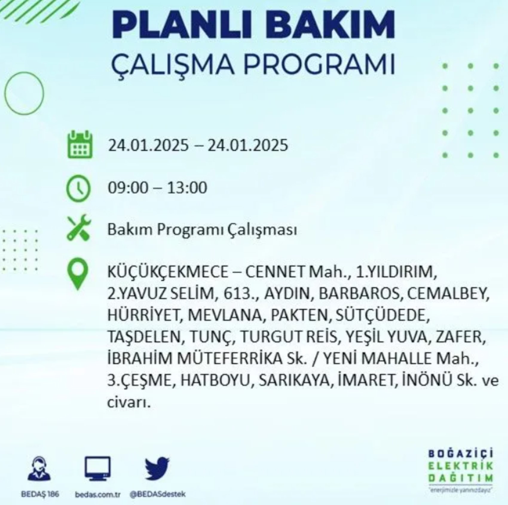 BEDAŞ açıkladı... İstanbul'da elektrik kesintisi: 24 Ocak'ta hangi mahalleler etkilenecek?