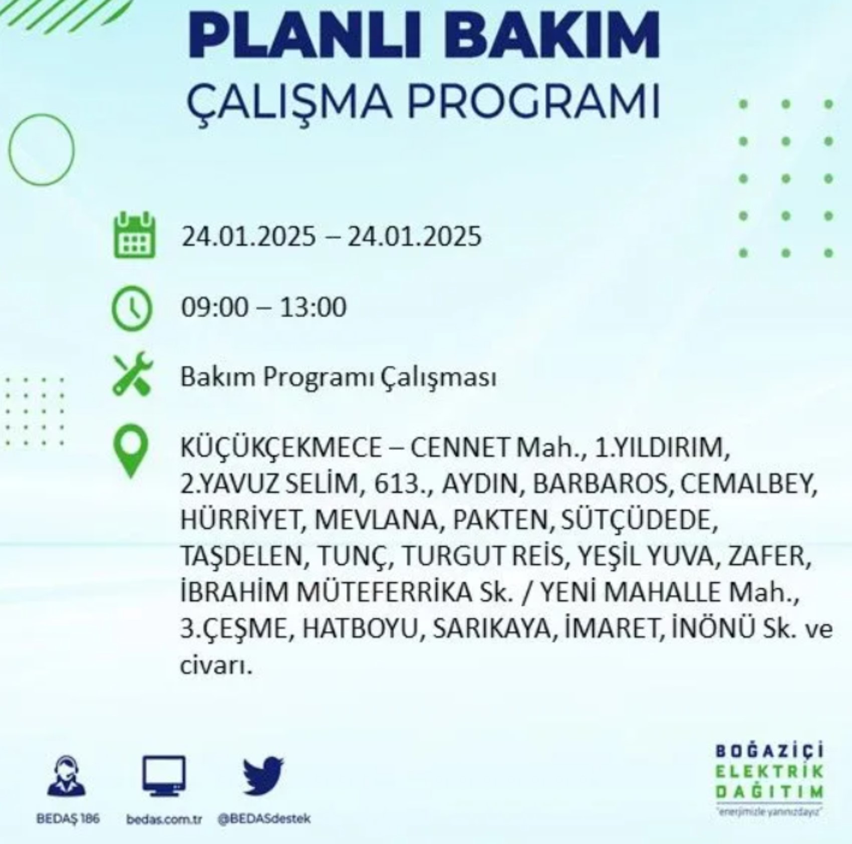 BEDAŞ açıkladı... İstanbul'da elektrik kesintisi: 24 Ocak'ta hangi mahalleler etkilenecek?