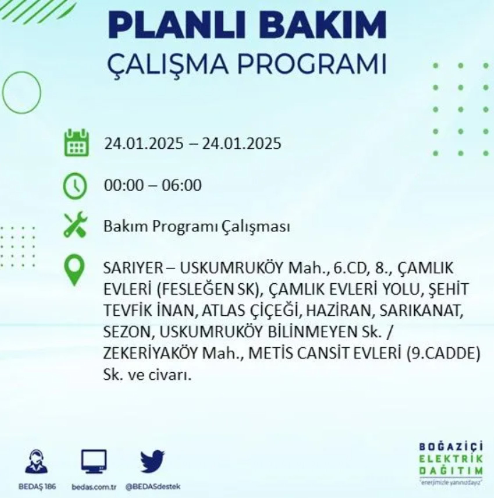 BEDAŞ açıkladı... İstanbul'da elektrik kesintisi: 24 Ocak'ta hangi mahalleler etkilenecek?