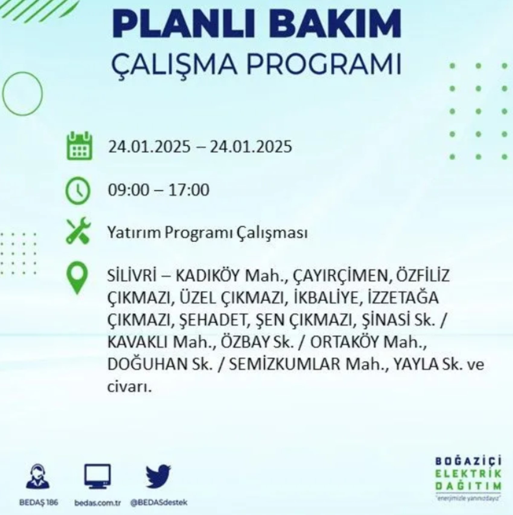 BEDAŞ açıkladı... İstanbul'da elektrik kesintisi: 24 Ocak'ta hangi mahalleler etkilenecek?