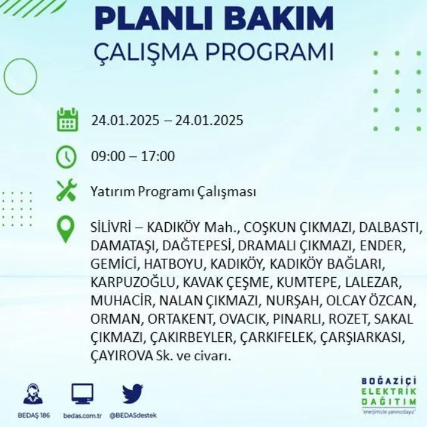 BEDAŞ açıkladı... İstanbul'da elektrik kesintisi: 24 Ocak'ta hangi mahalleler etkilenecek?