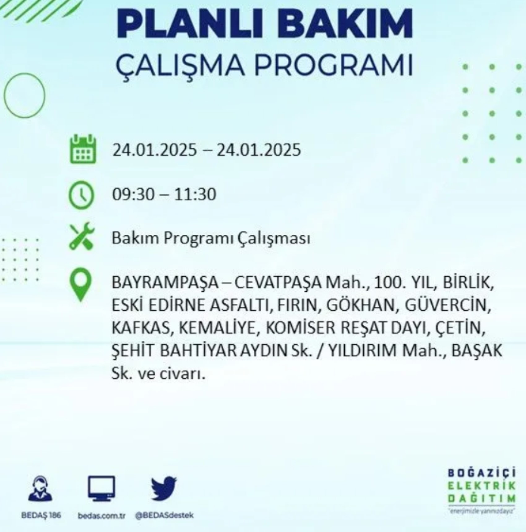 BEDAŞ açıkladı... İstanbul'da elektrik kesintisi: 24 Ocak'ta hangi mahalleler etkilenecek?