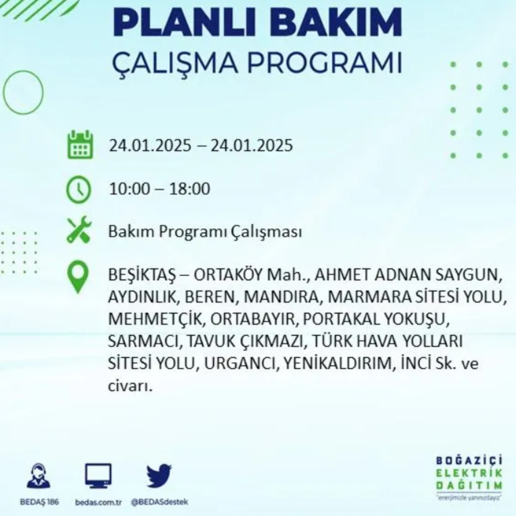 BEDAŞ açıkladı... İstanbul'da elektrik kesintisi: 24 Ocak'ta hangi mahalleler etkilenecek?