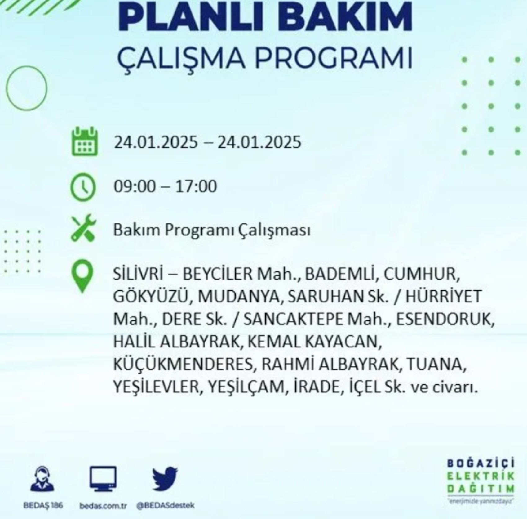 BEDAŞ açıkladı... İstanbul'da elektrik kesintisi: 24 Ocak'ta hangi mahalleler etkilenecek?