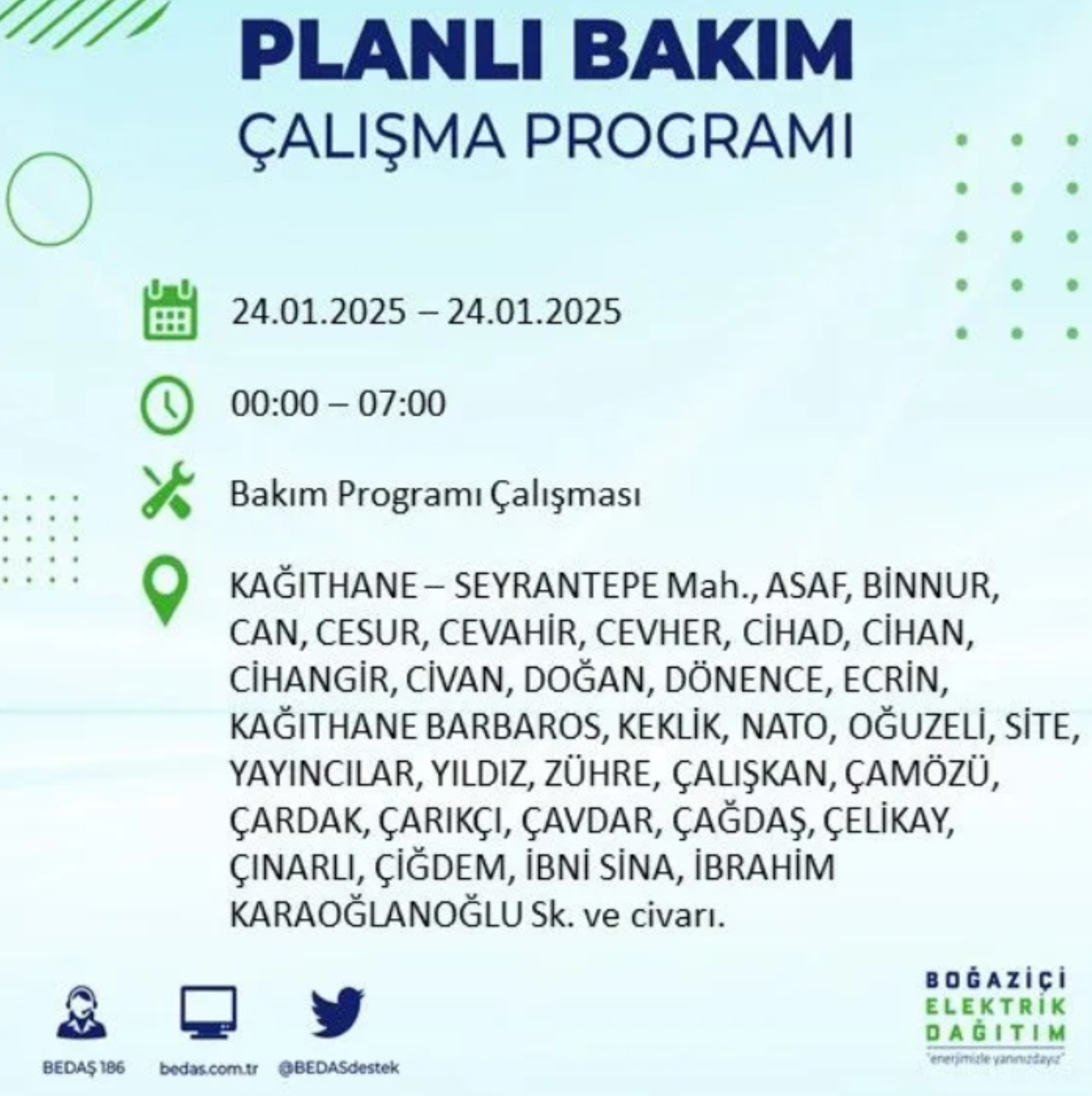 BEDAŞ açıkladı... İstanbul'da elektrik kesintisi: 24 Ocak'ta hangi mahalleler etkilenecek?