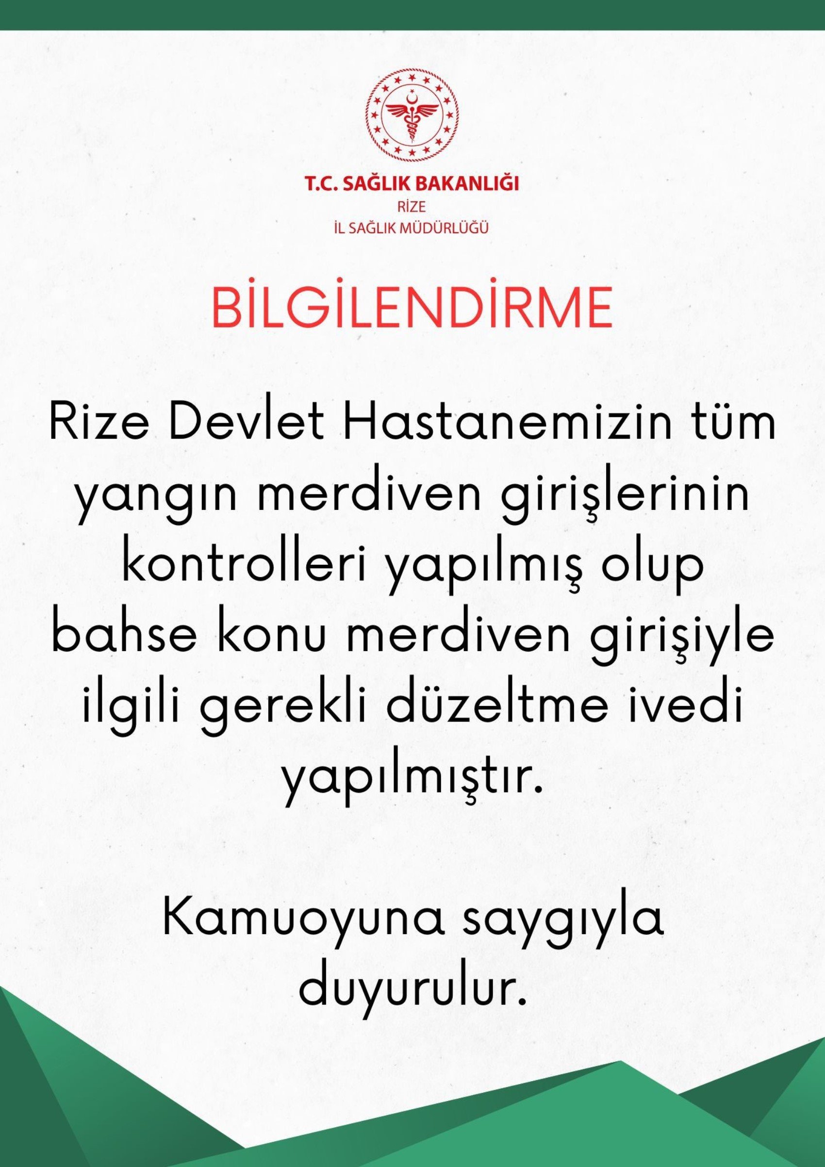 Rize Devlet Hastanesi'nde yangın merdivenleri kablo kanallarıyla kapatıldı! Tepkiler büyüdü