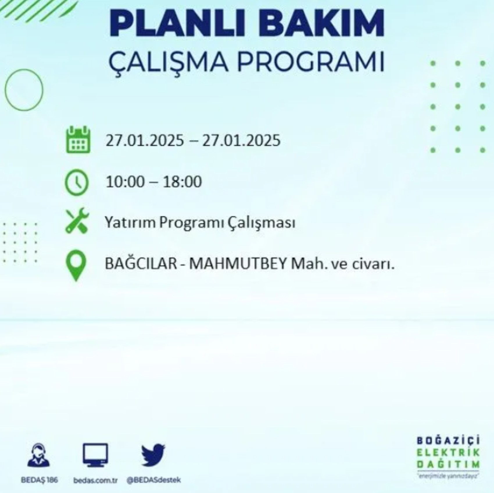 BEDAŞ açıkladı... İstanbul'da elektrik kesintisi: 27 Ocak'ta hangi mahalleler etkilenecek?