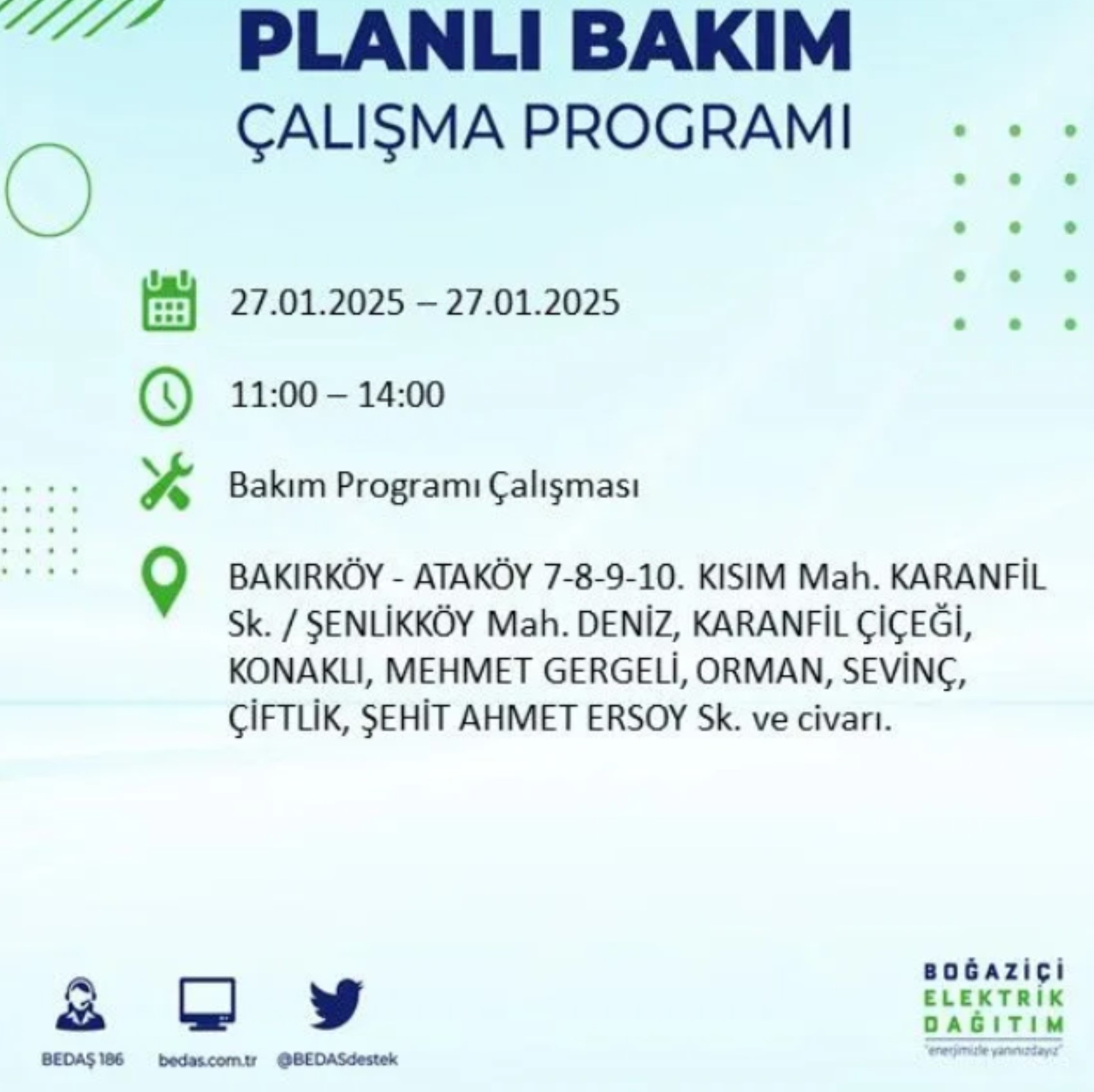 BEDAŞ açıkladı... İstanbul'da elektrik kesintisi: 27 Ocak'ta hangi mahalleler etkilenecek?