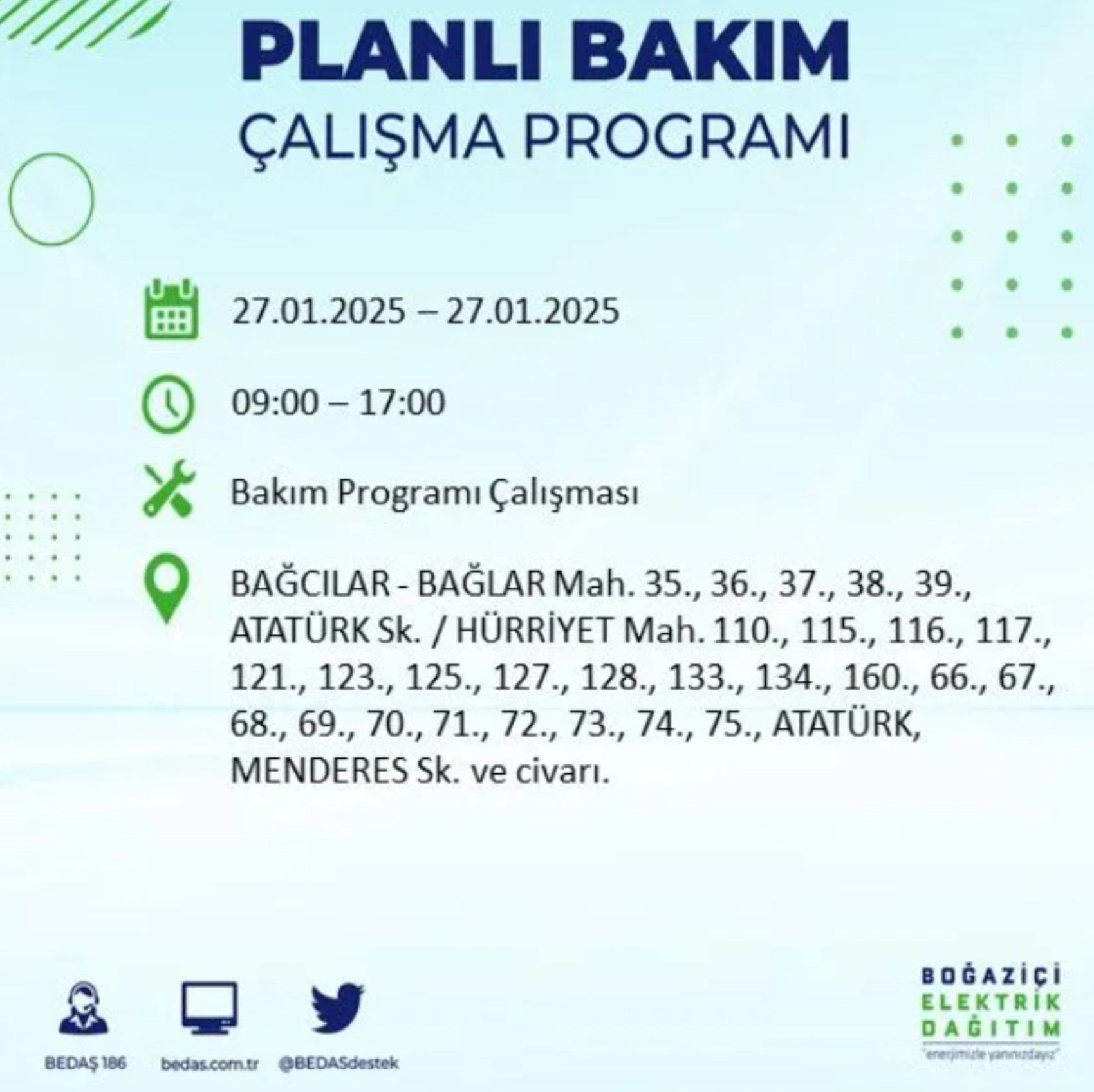 BEDAŞ açıkladı... İstanbul'da elektrik kesintisi: 27 Ocak'ta hangi mahalleler etkilenecek?