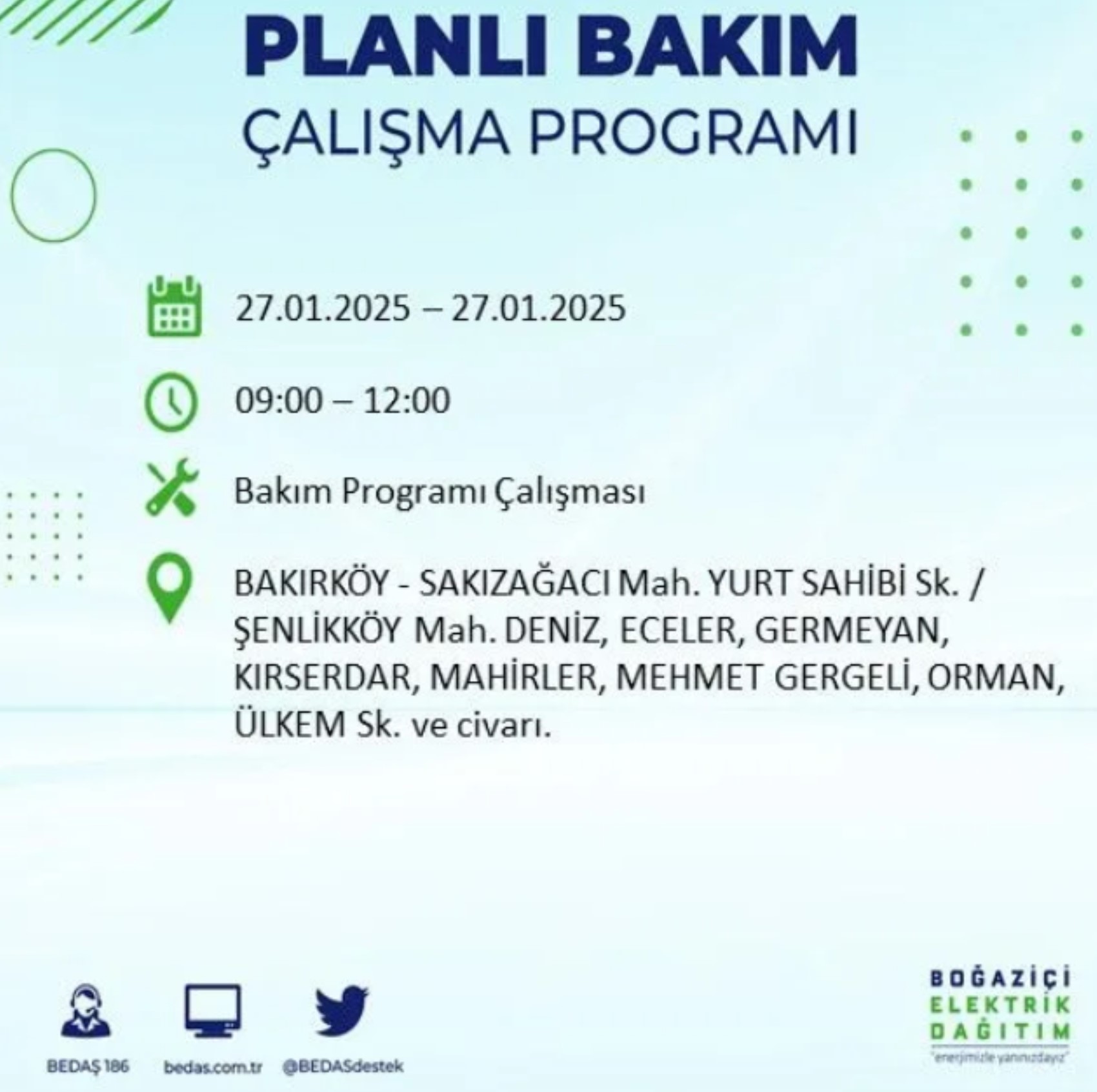 BEDAŞ açıkladı... İstanbul'da elektrik kesintisi: 27 Ocak'ta hangi mahalleler etkilenecek?