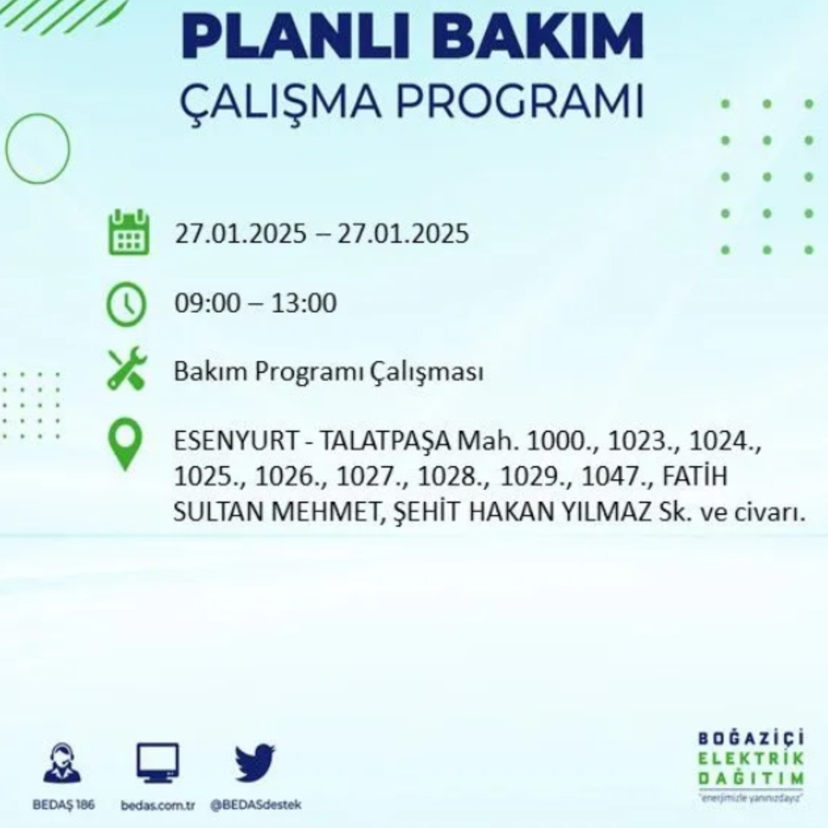 BEDAŞ açıkladı... İstanbul'da elektrik kesintisi: 27 Ocak'ta hangi mahalleler etkilenecek?