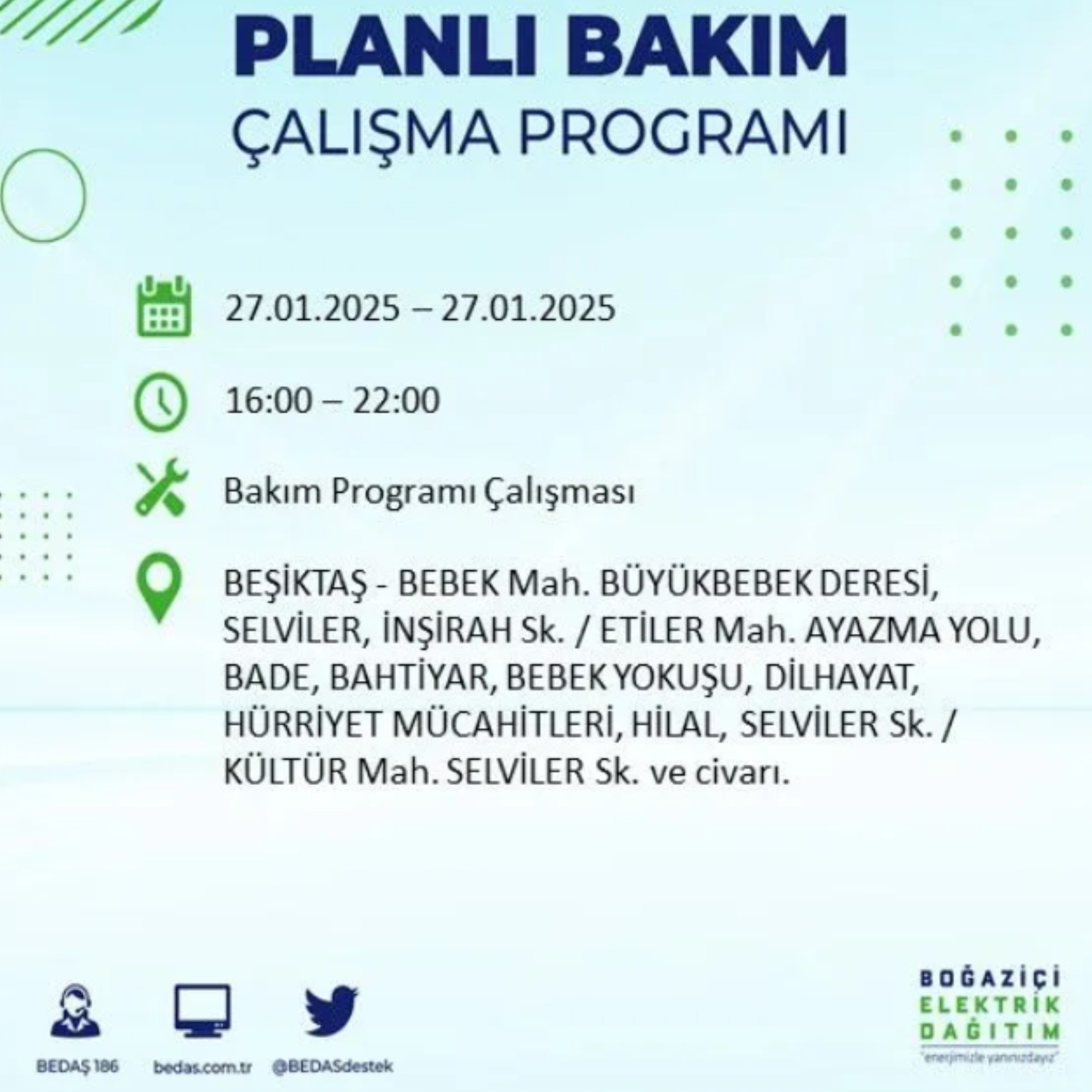 BEDAŞ açıkladı... İstanbul'da elektrik kesintisi: 27 Ocak'ta hangi mahalleler etkilenecek?