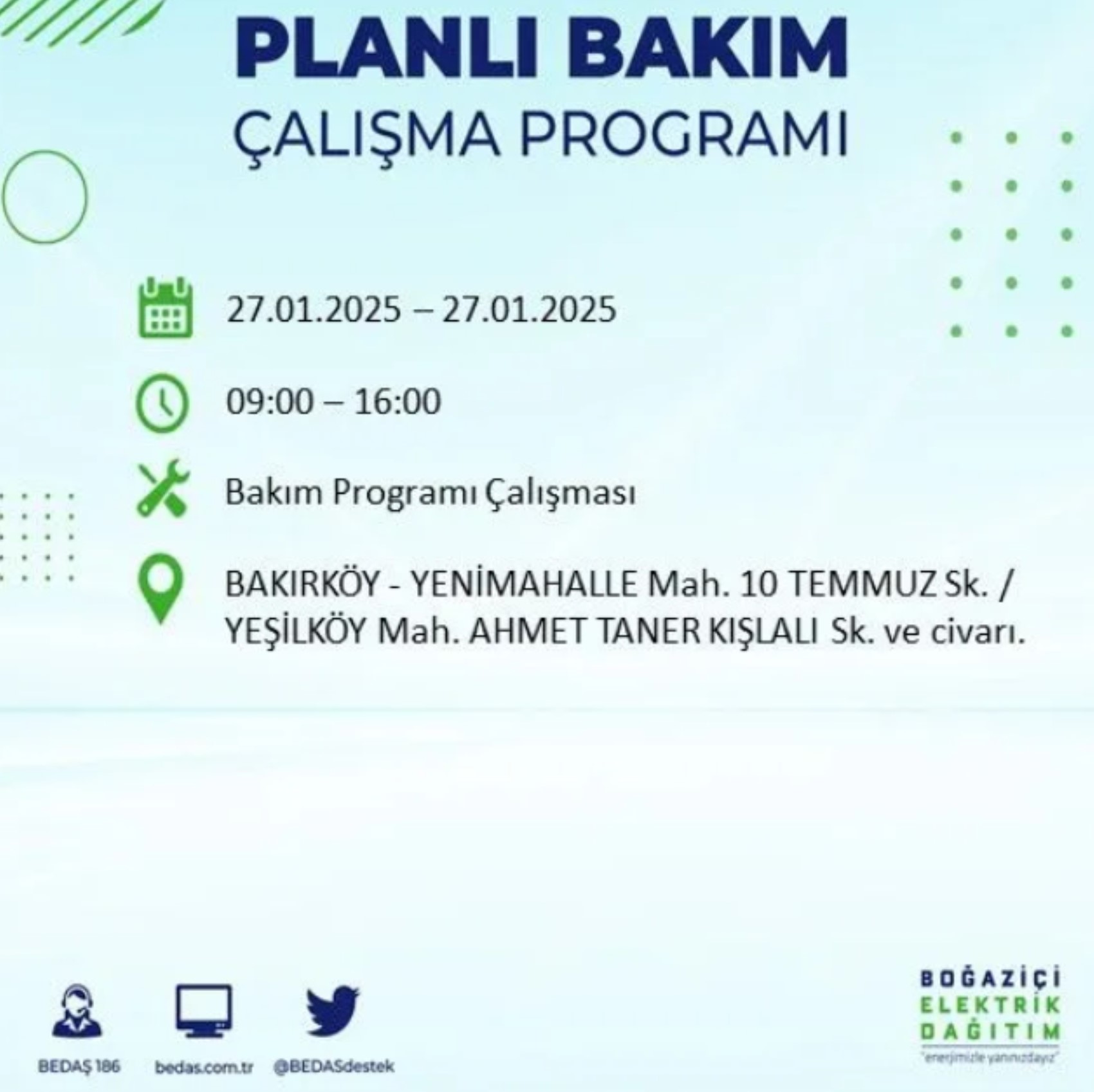 BEDAŞ açıkladı... İstanbul'da elektrik kesintisi: 27 Ocak'ta hangi mahalleler etkilenecek?