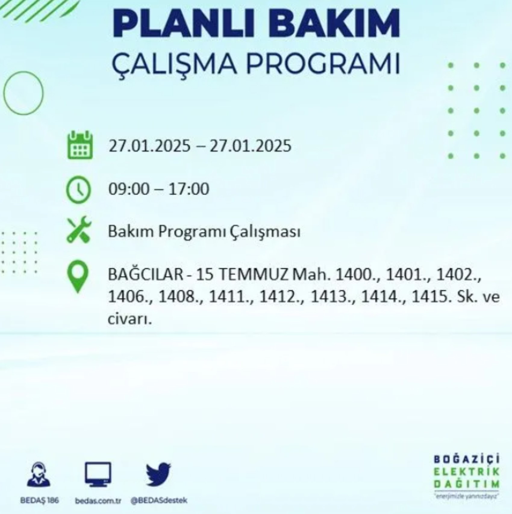 BEDAŞ açıkladı... İstanbul'da elektrik kesintisi: 27 Ocak'ta hangi mahalleler etkilenecek?