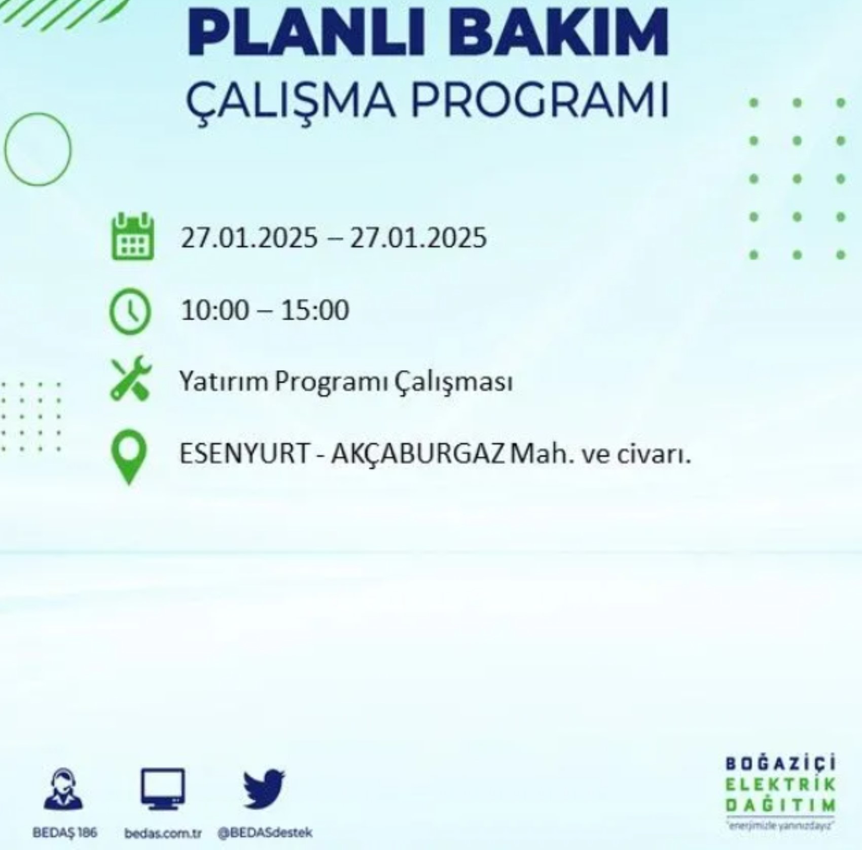 BEDAŞ açıkladı... İstanbul'da elektrik kesintisi: 27 Ocak'ta hangi mahalleler etkilenecek?