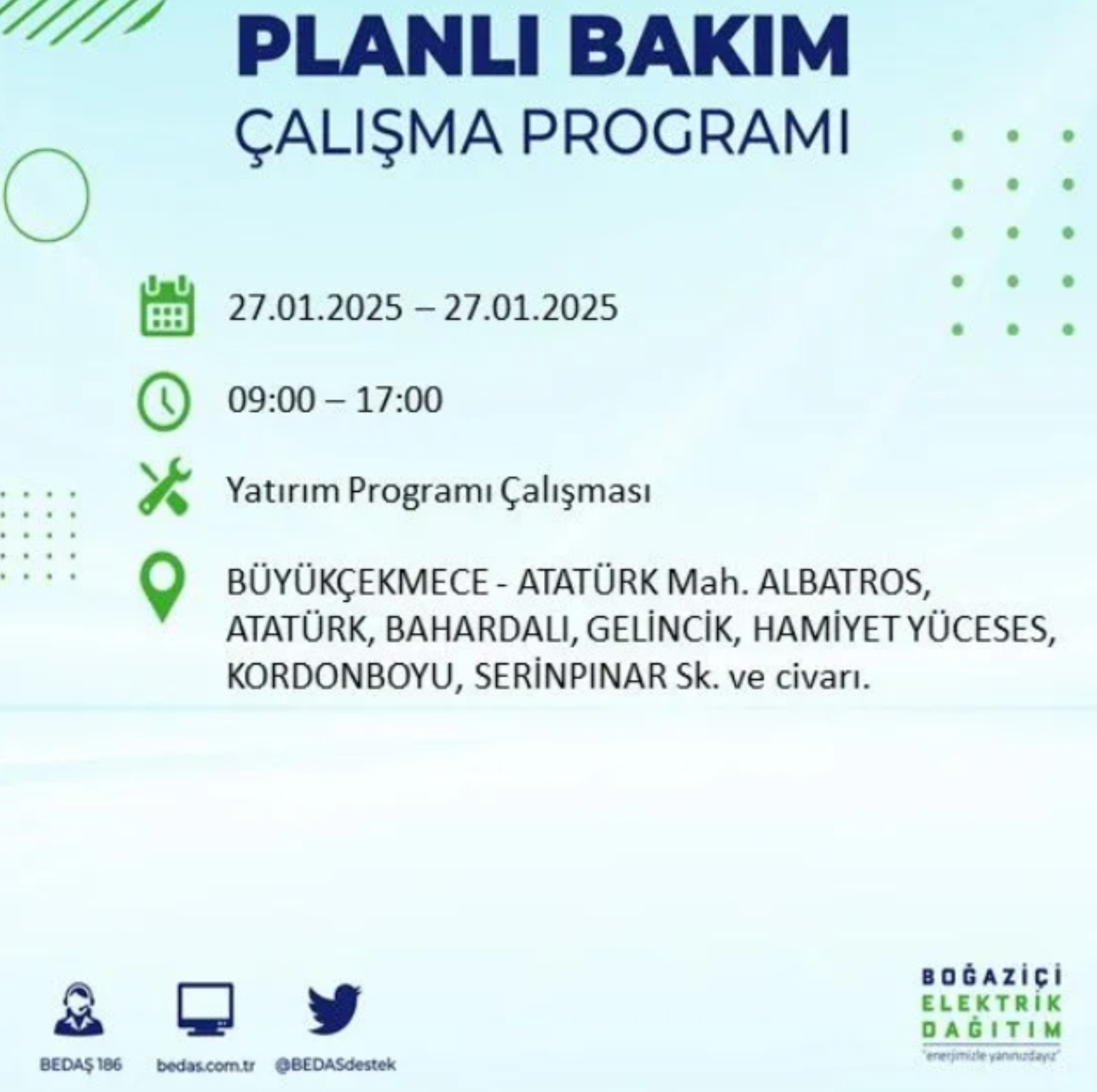 BEDAŞ açıkladı... İstanbul'da elektrik kesintisi: 27 Ocak'ta hangi mahalleler etkilenecek?