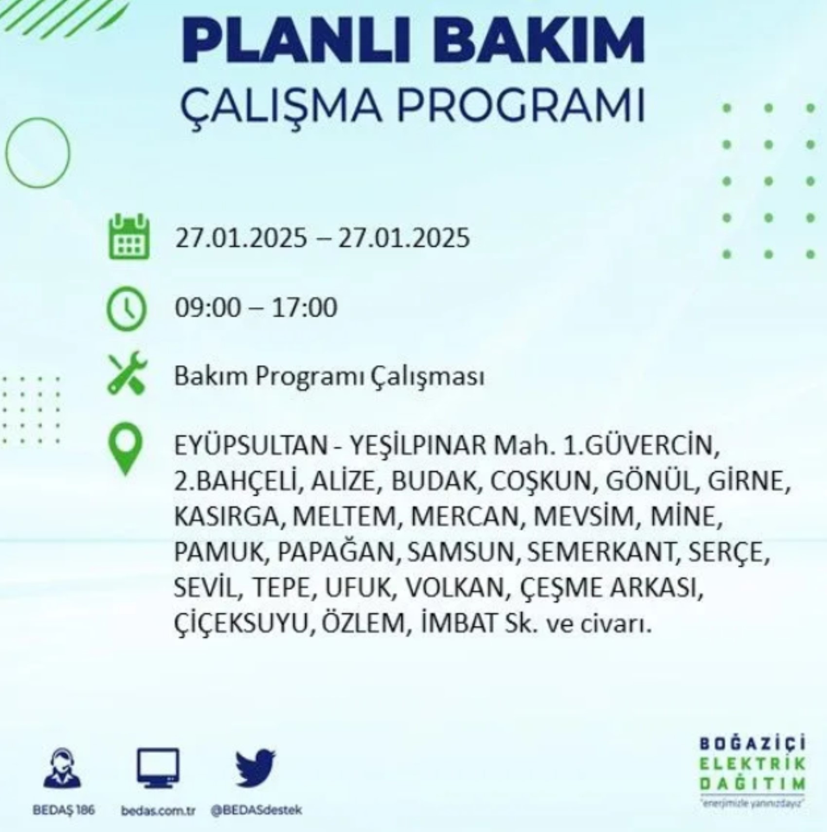 BEDAŞ açıkladı... İstanbul'da elektrik kesintisi: 27 Ocak'ta hangi mahalleler etkilenecek?