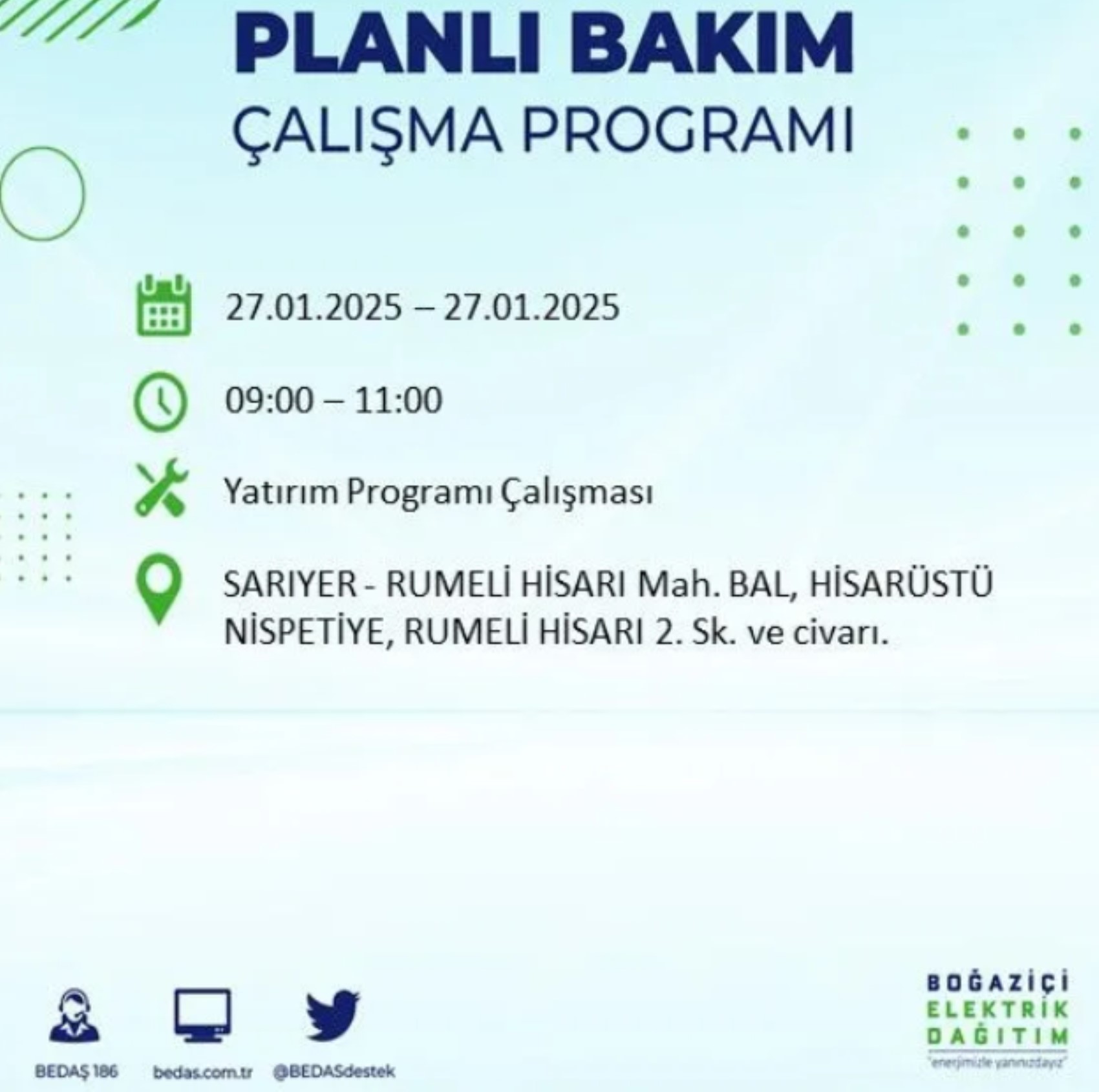 BEDAŞ açıkladı... İstanbul'da elektrik kesintisi: 27 Ocak'ta hangi mahalleler etkilenecek?