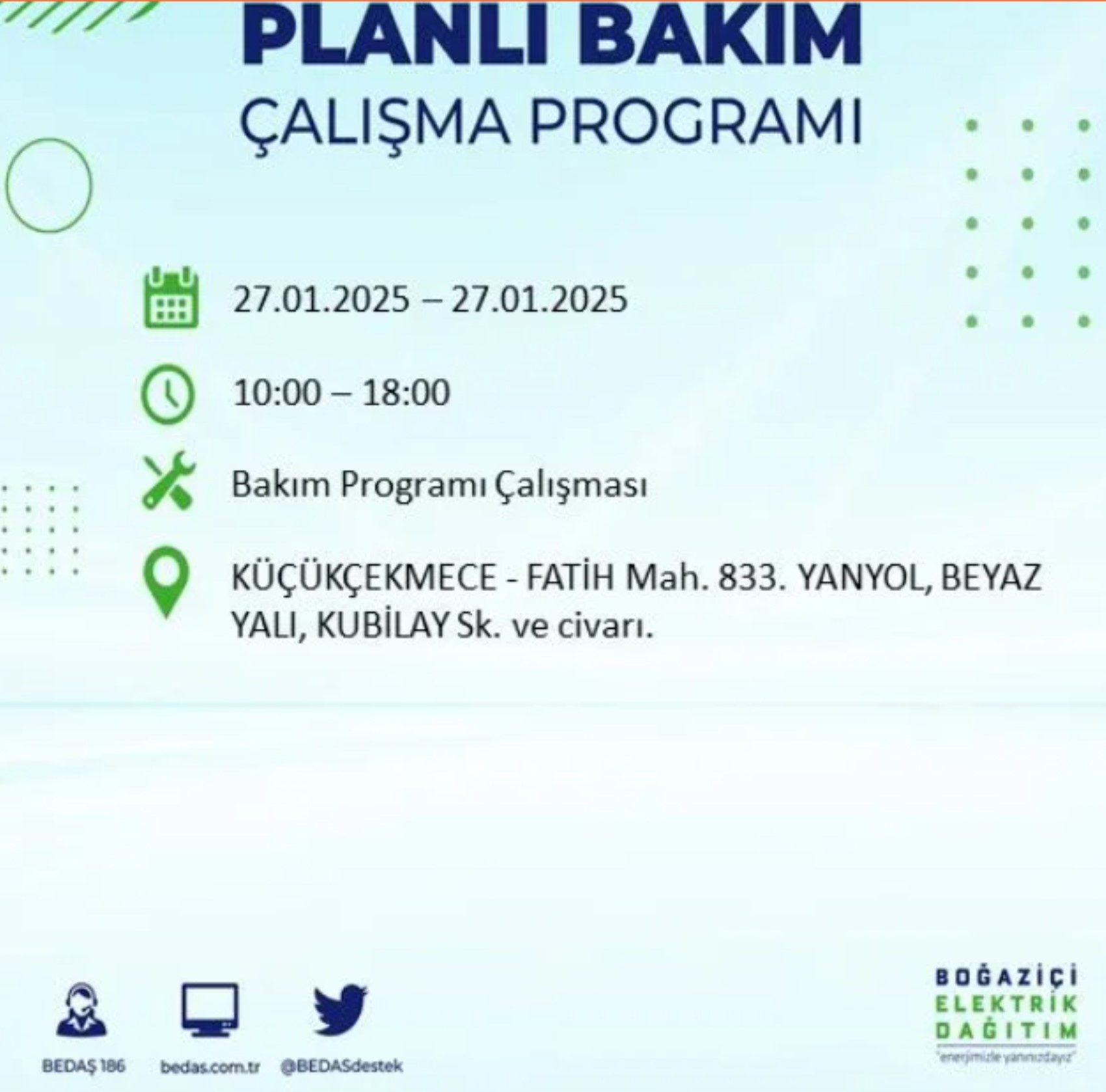 BEDAŞ açıkladı... İstanbul'da elektrik kesintisi: 27 Ocak'ta hangi mahalleler etkilenecek?