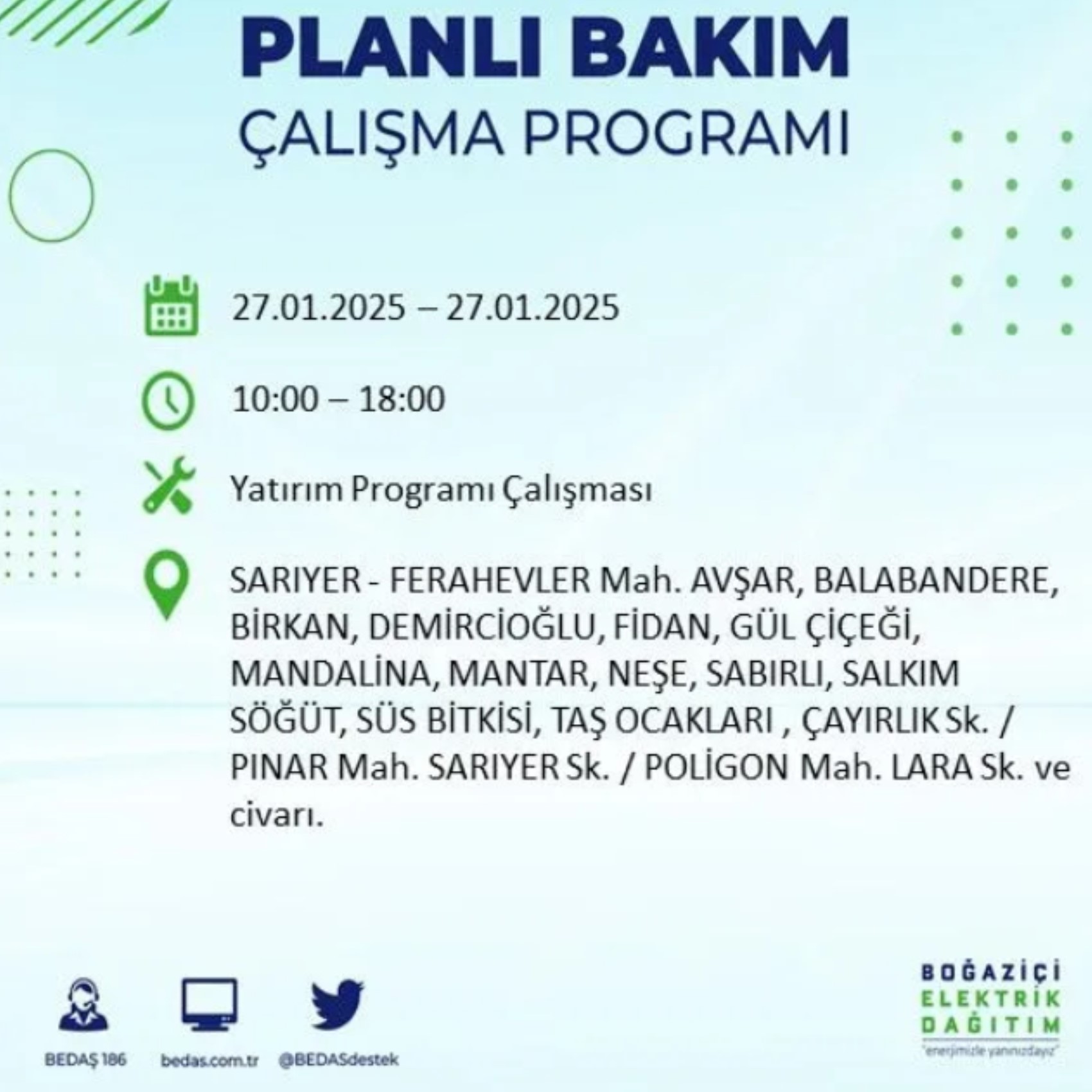 BEDAŞ açıkladı... İstanbul'da elektrik kesintisi: 27 Ocak'ta hangi mahalleler etkilenecek?